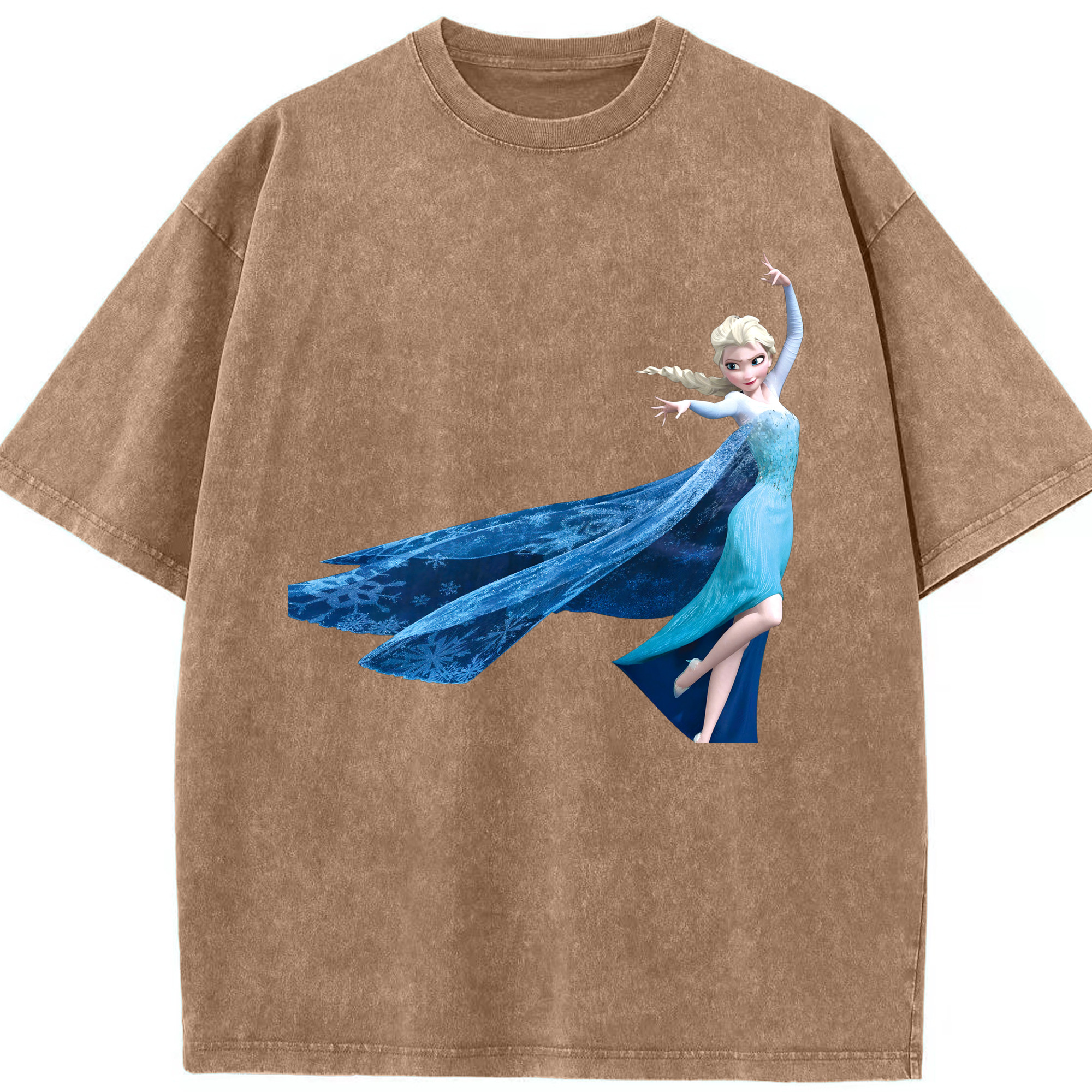 （画像用） アナと雪の女王 アンナ エルサ Frozen Anna Elsa 綿100% ヴィンテージ風 半袖Tシャツ（フロントプリント）