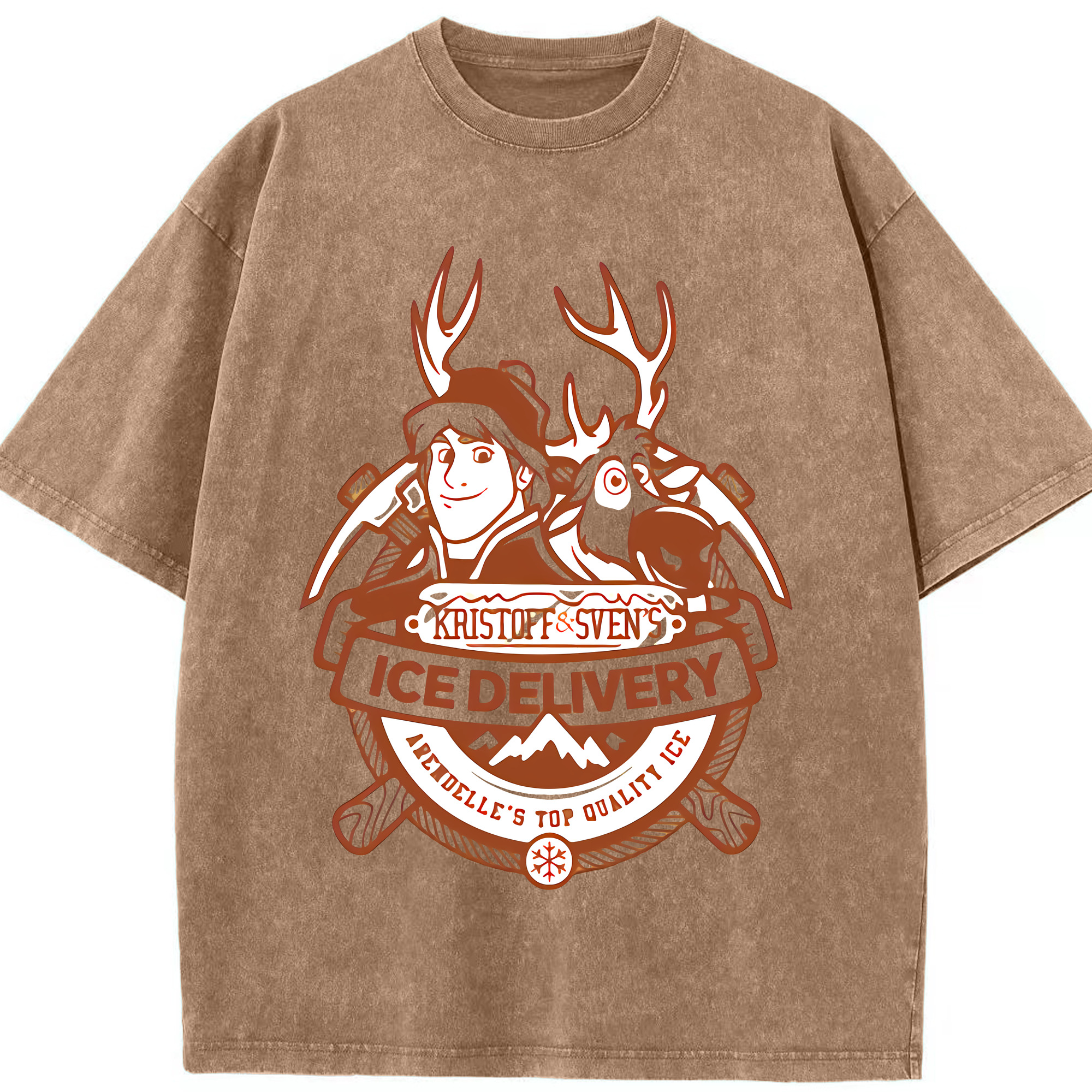 （画像用） アナと雪の女王 アンナ エルサ Frozen Anna Elsa 綿100% ヴィンテージ風 半袖Tシャツ（フロントプリント）