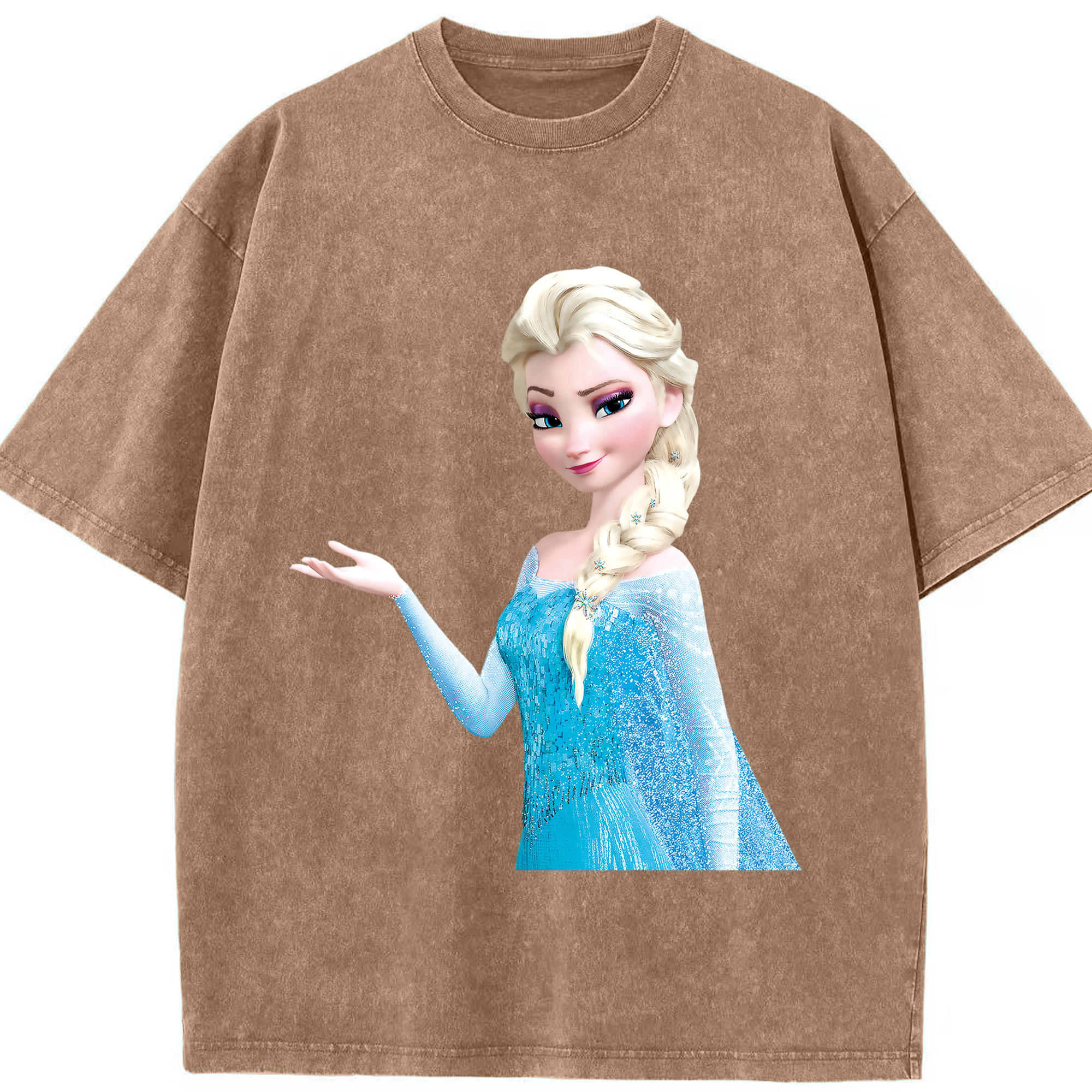 （画像用） アナと雪の女王 アンナ エルサ Frozen Anna Elsa 綿100% ヴィンテージ風 半袖Tシャツ（フロントプリント）