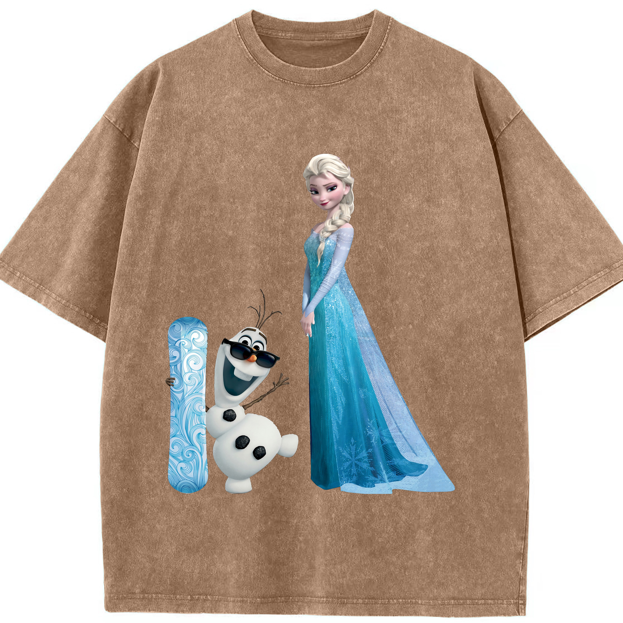 （画像用） アナと雪の女王 アンナ エルサ Frozen Anna Elsa 綿100% ヴィンテージ風 半袖Tシャツ（フロントプリント）