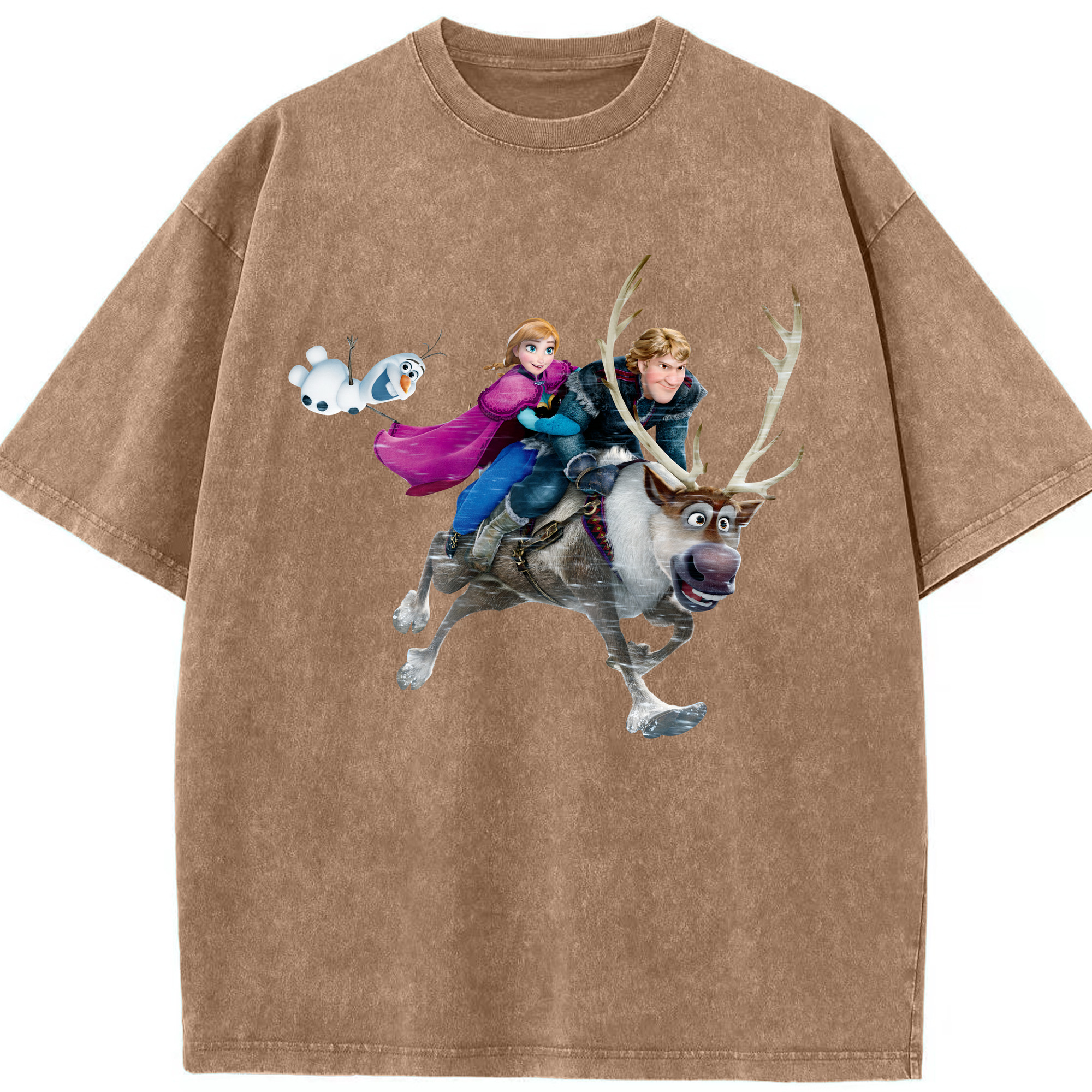 （画像用） アナと雪の女王 アンナ エルサ Frozen Anna Elsa 綿100% ヴィンテージ風 半袖Tシャツ（フロントプリント）