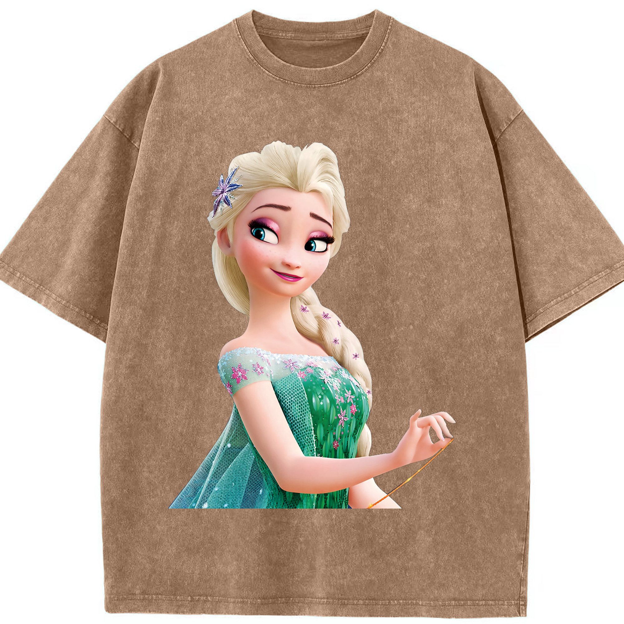 （画像用） アナと雪の女王 アンナ エルサ Frozen Anna Elsa 綿100% ヴィンテージ風 半袖Tシャツ（フロントプリント）