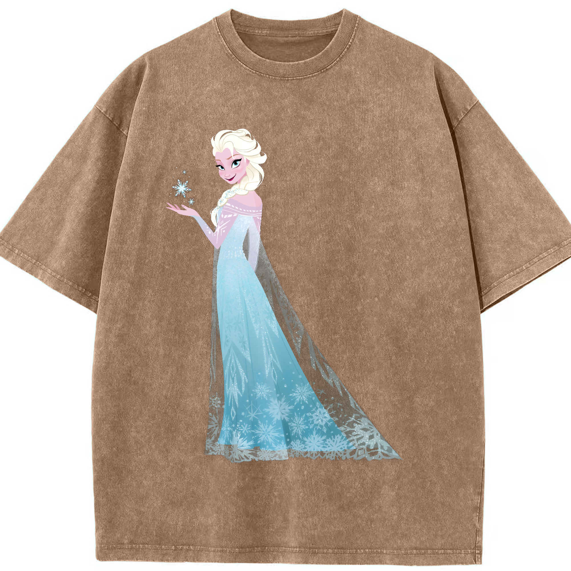 （画像用） アナと雪の女王 アンナ エルサ Frozen Anna Elsa 綿100% ヴィンテージ風 半袖Tシャツ（フロントプリント）