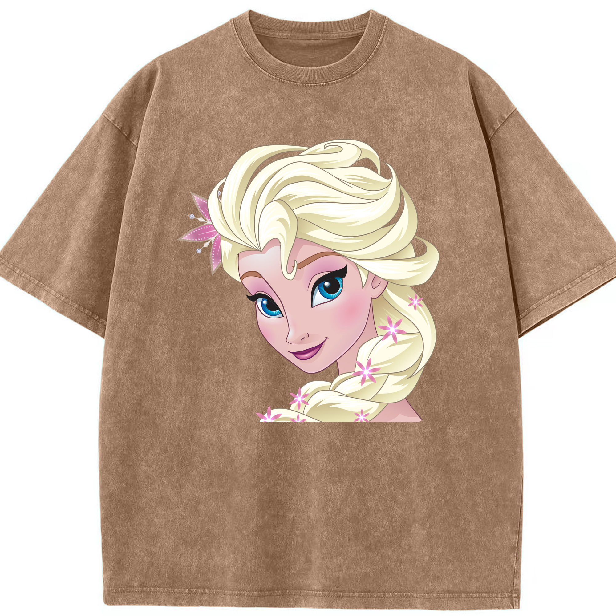 （画像用） アナと雪の女王 アンナ エルサ Frozen Anna Elsa 綿100% ヴィンテージ風 半袖Tシャツ（フロントプリント）