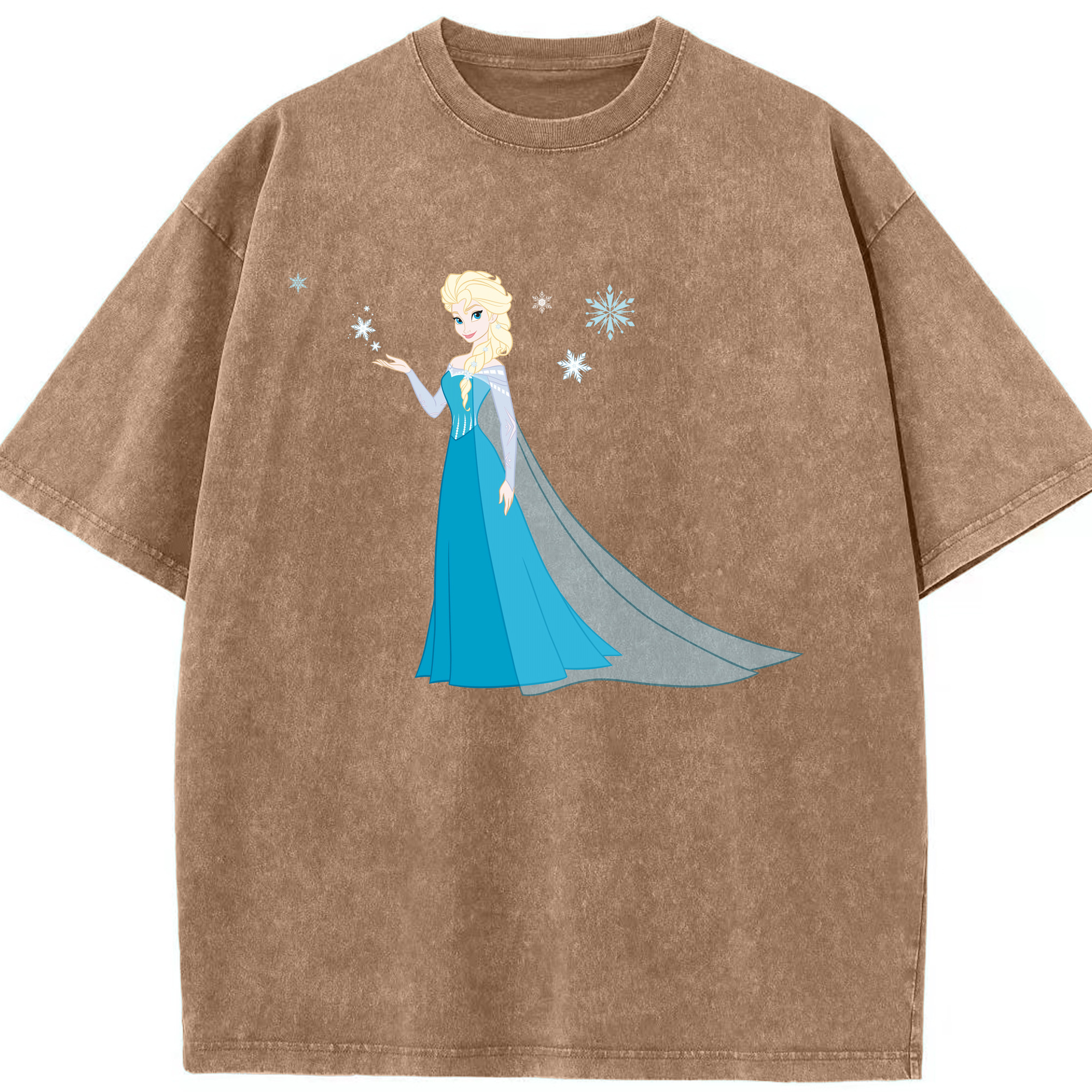 （画像用） アナと雪の女王 アンナ エルサ Frozen Anna Elsa 綿100% ヴィンテージ風 半袖Tシャツ（フロントプリント）