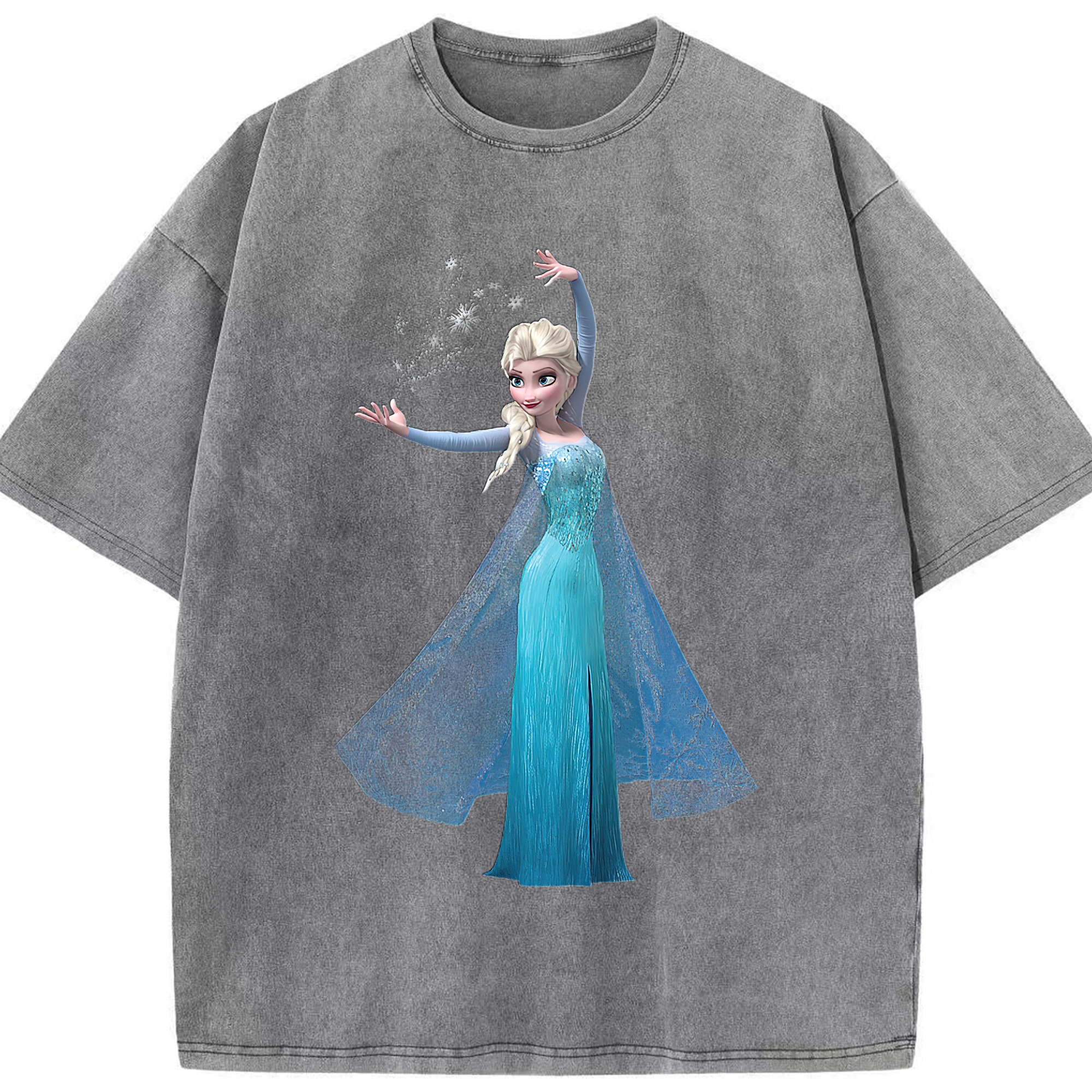 （画像用） アナと雪の女王 アンナ エルサ Frozen Anna Elsa 綿100% ヴィンテージ風 半袖Tシャツ（フロントプリント）