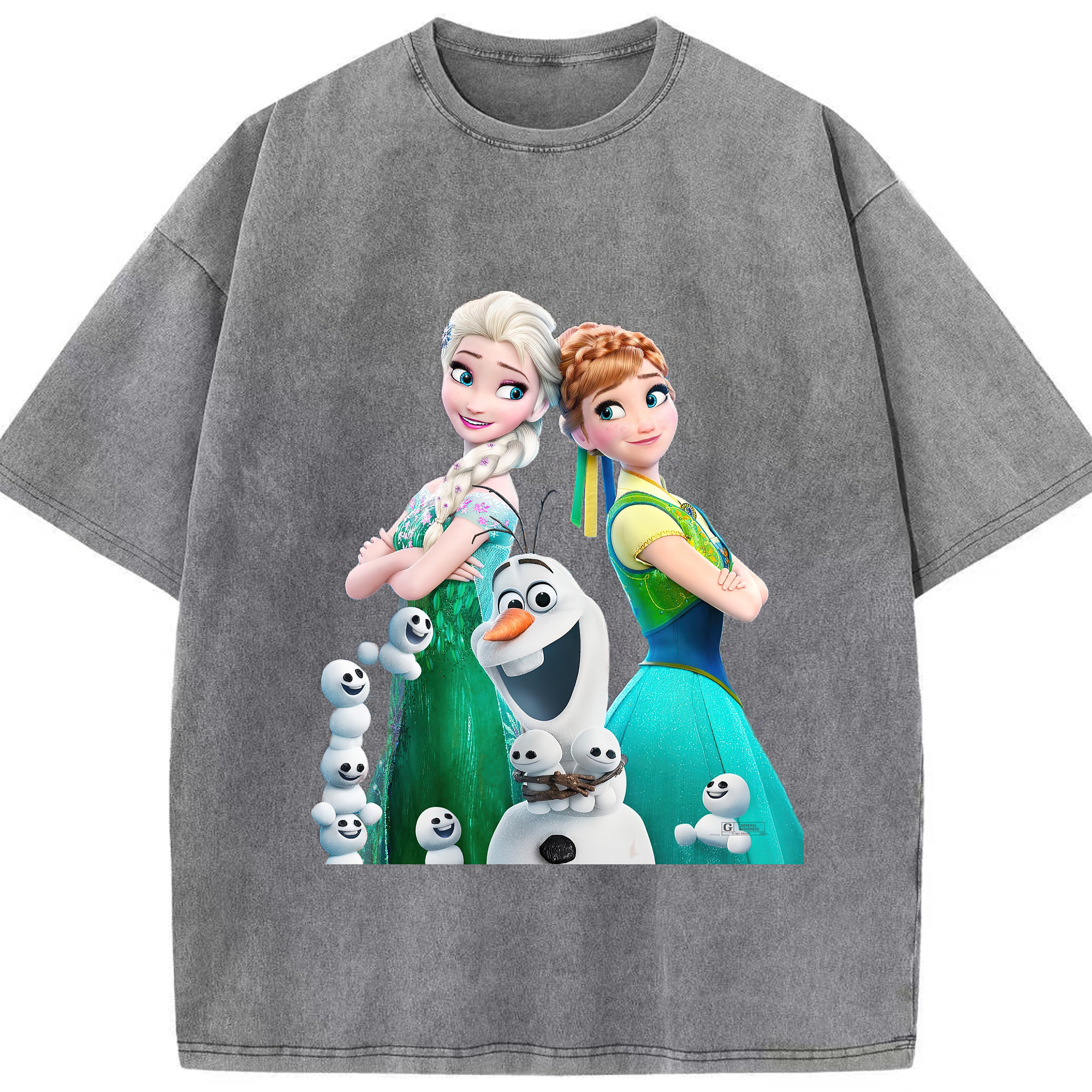 （画像用） アナと雪の女王 アンナ エルサ Frozen Anna Elsa 綿100% ヴィンテージ風 半袖Tシャツ（フロントプリント）