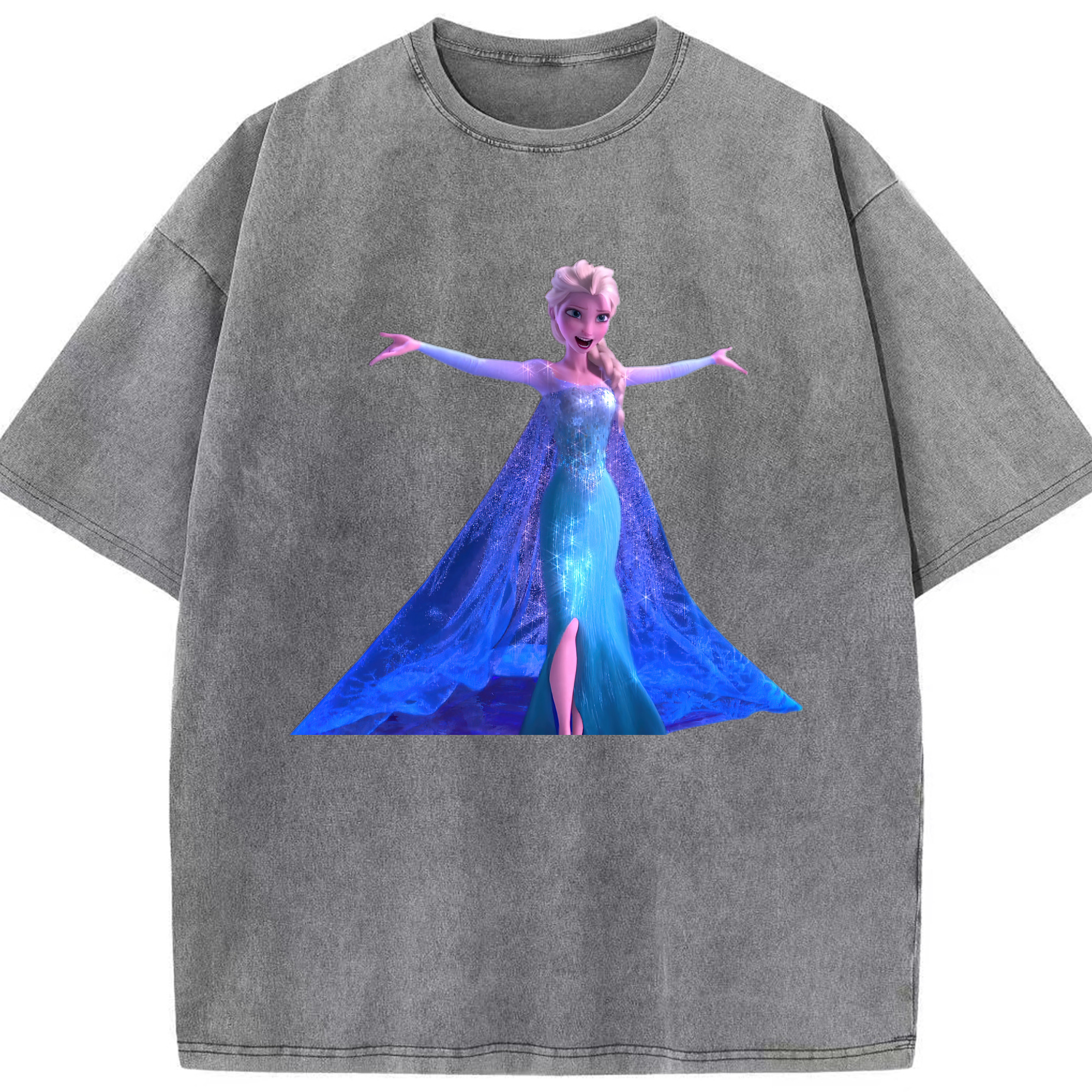 （画像用） アナと雪の女王 アンナ エルサ Frozen Anna Elsa 綿100% ヴィンテージ風 半袖Tシャツ（フロントプリント）