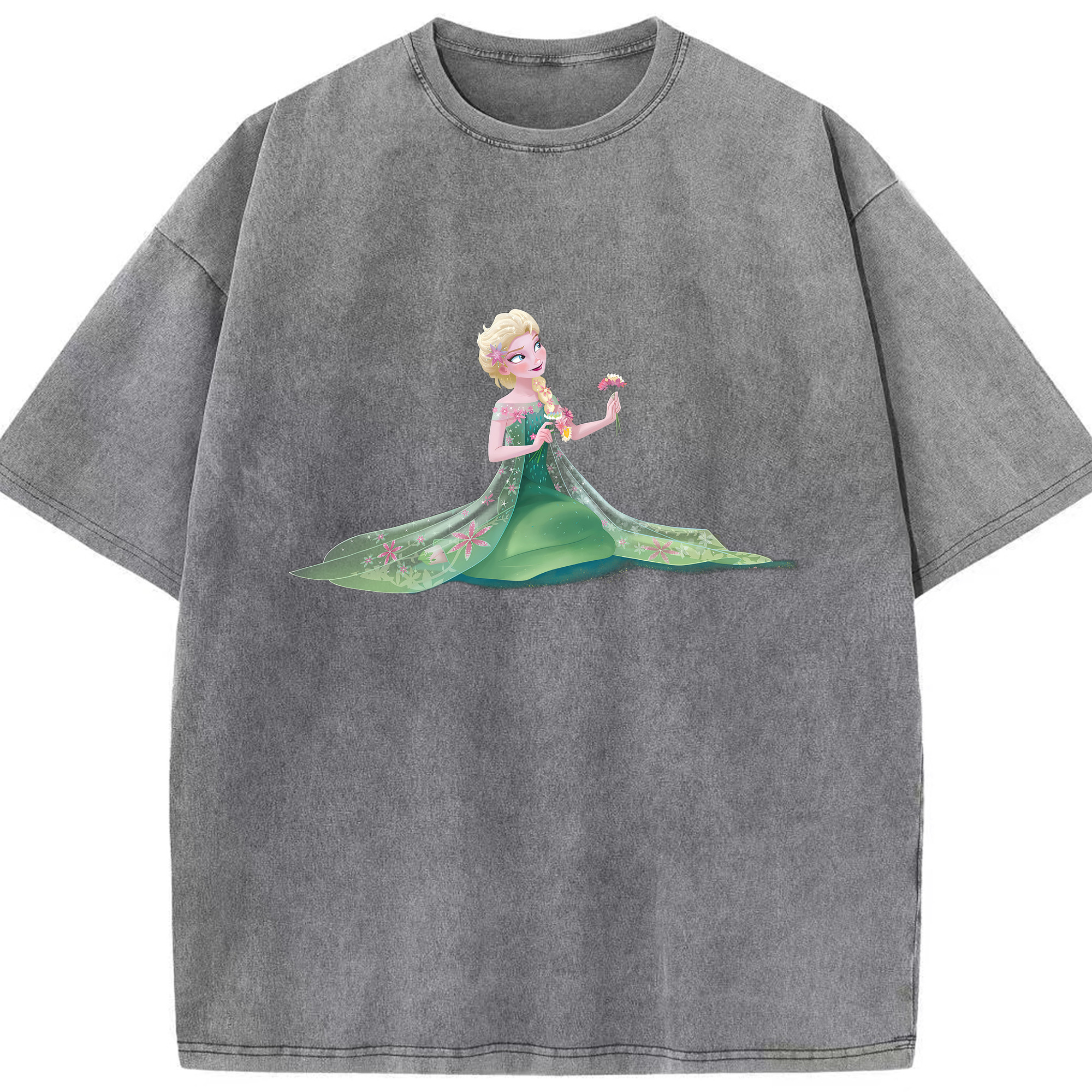 （画像用） アナと雪の女王 アンナ エルサ Frozen Anna Elsa 綿100% ヴィンテージ風 半袖Tシャツ（フロントプリント）