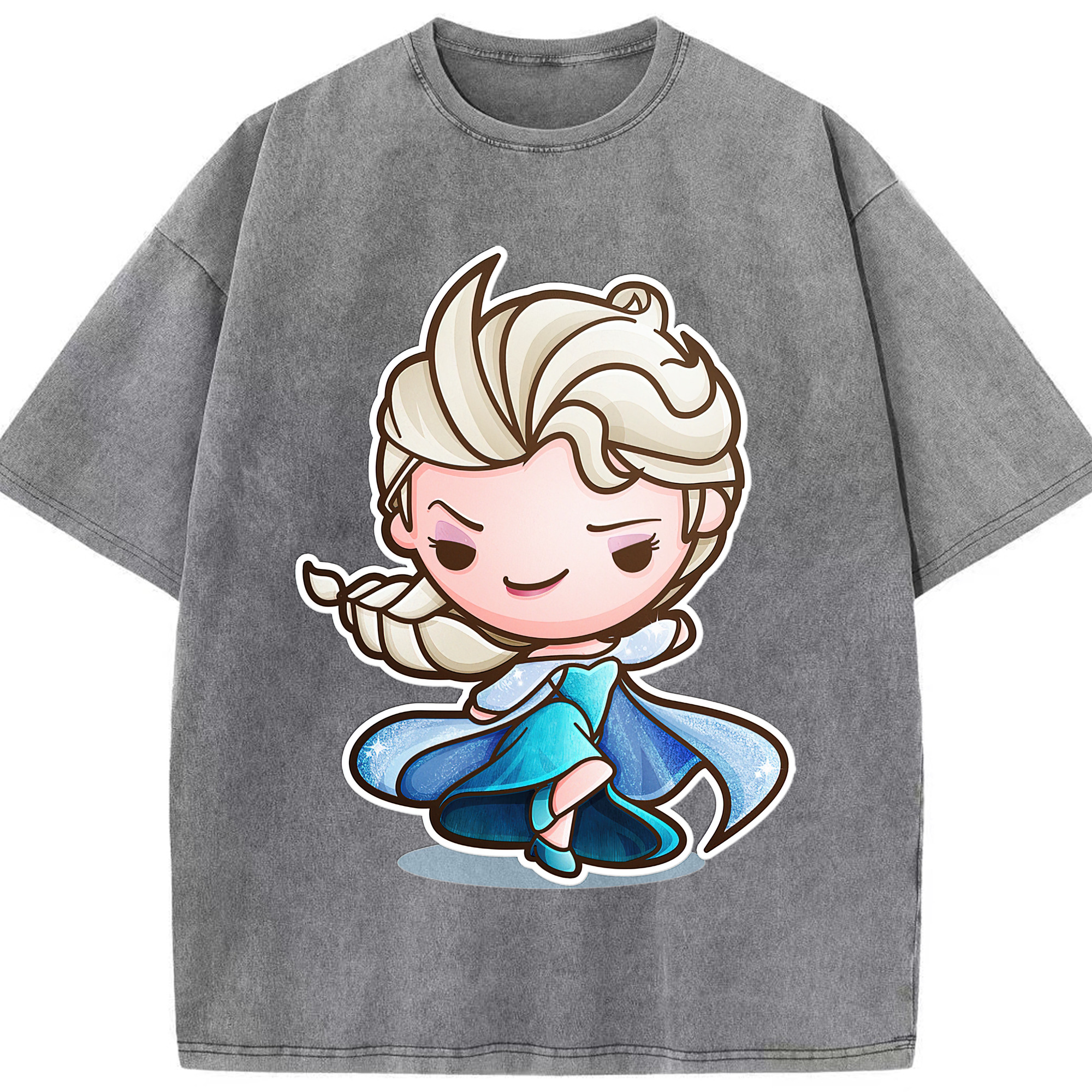 （画像用） アナと雪の女王 アンナ エルサ Frozen Anna Elsa 綿100% ヴィンテージ風 半袖Tシャツ（フロントプリント）