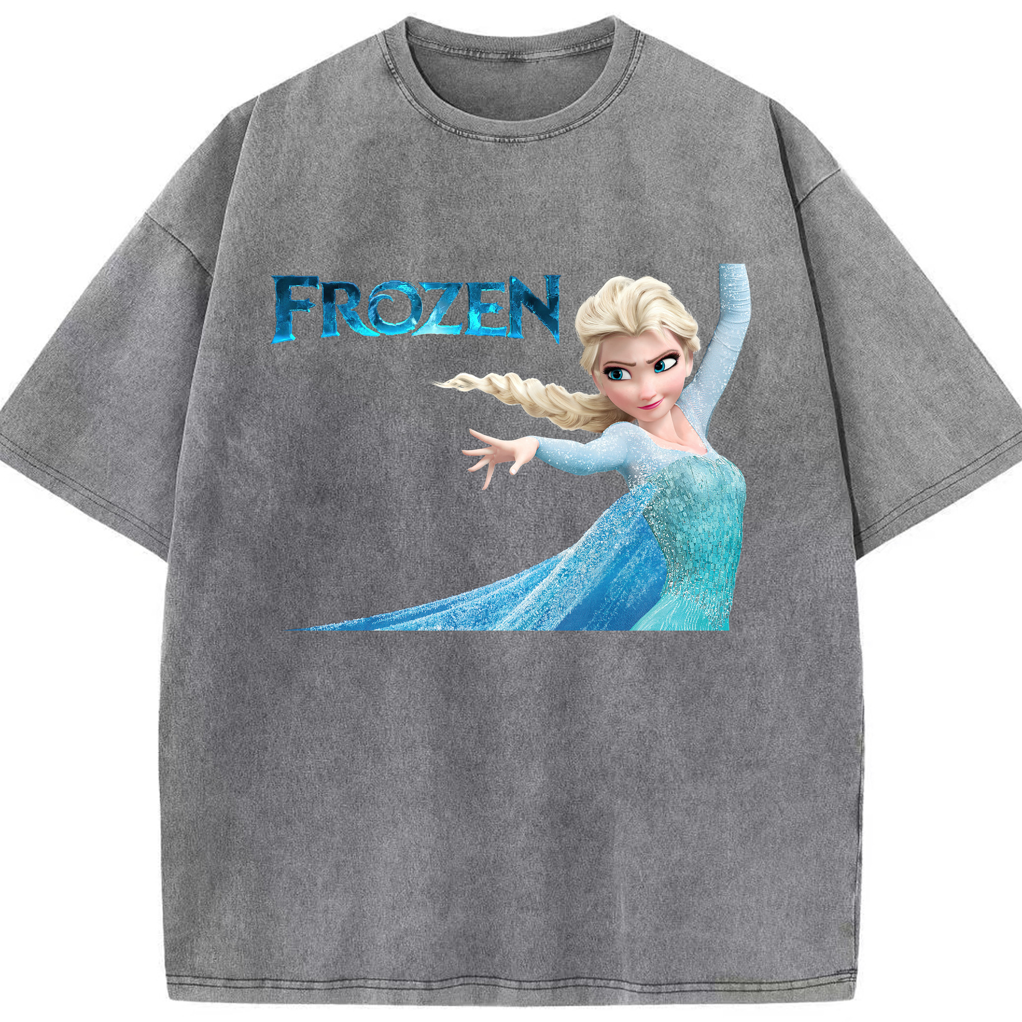 （画像用） アナと雪の女王 アンナ エルサ Frozen Anna Elsa 綿100% ヴィンテージ風 半袖Tシャツ（フロントプリント）