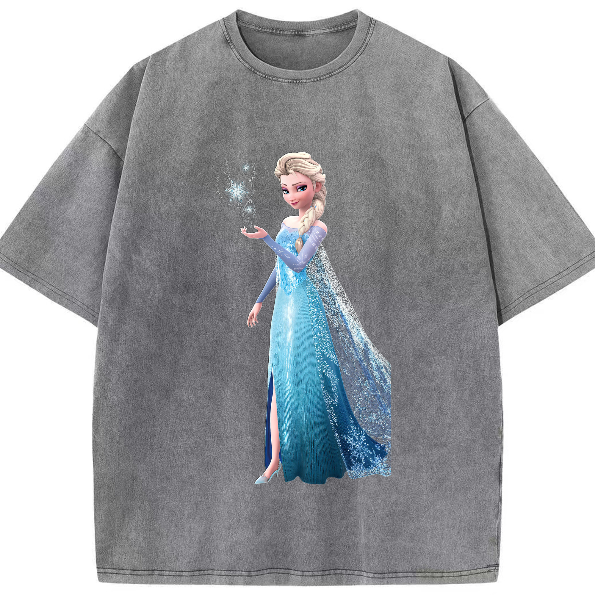 （画像用） アナと雪の女王 アンナ エルサ Frozen Anna Elsa 綿100% ヴィンテージ風 半袖Tシャツ（フロントプリント）