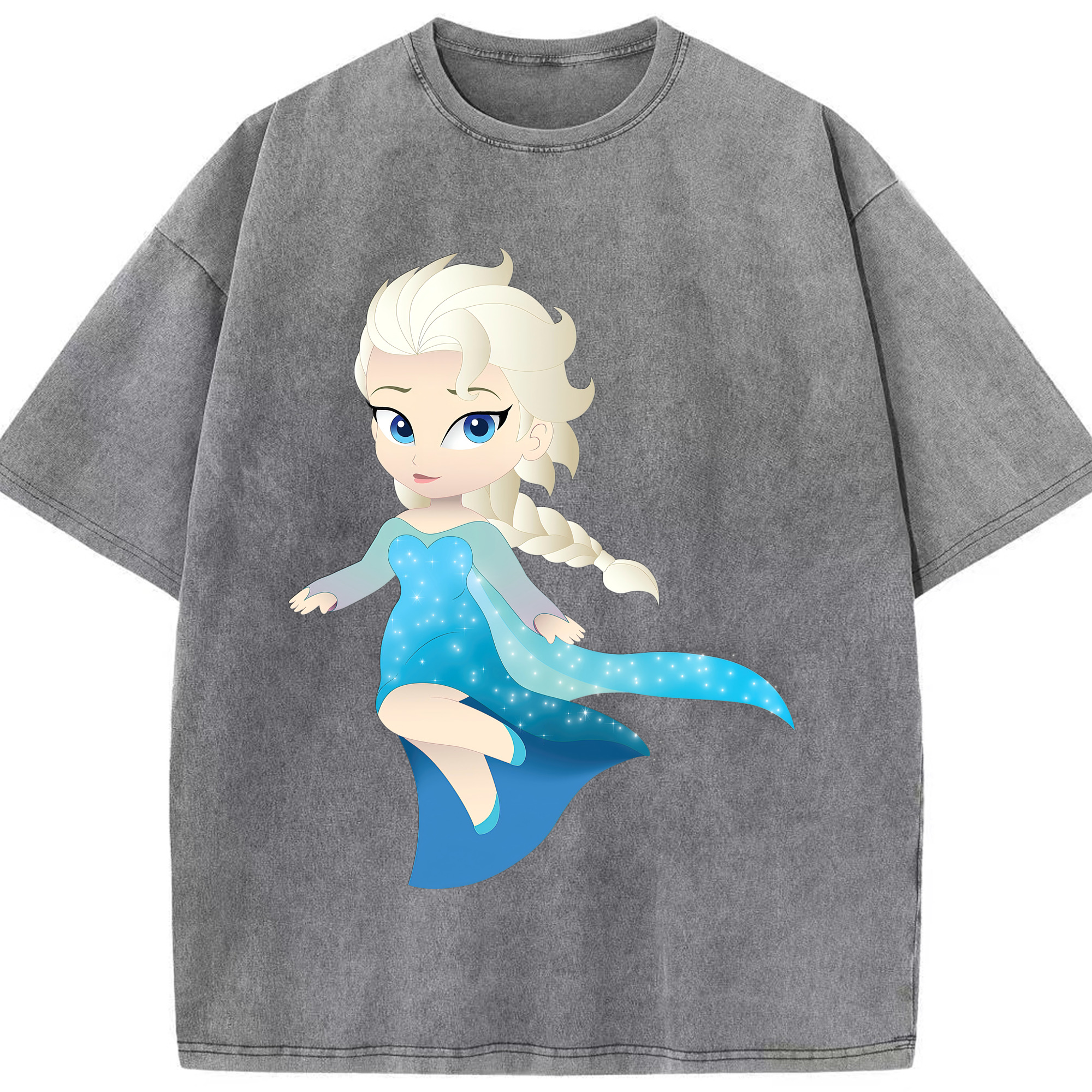 （画像用） アナと雪の女王 アンナ エルサ Frozen Anna Elsa 綿100% ヴィンテージ風 半袖Tシャツ（フロントプリント）