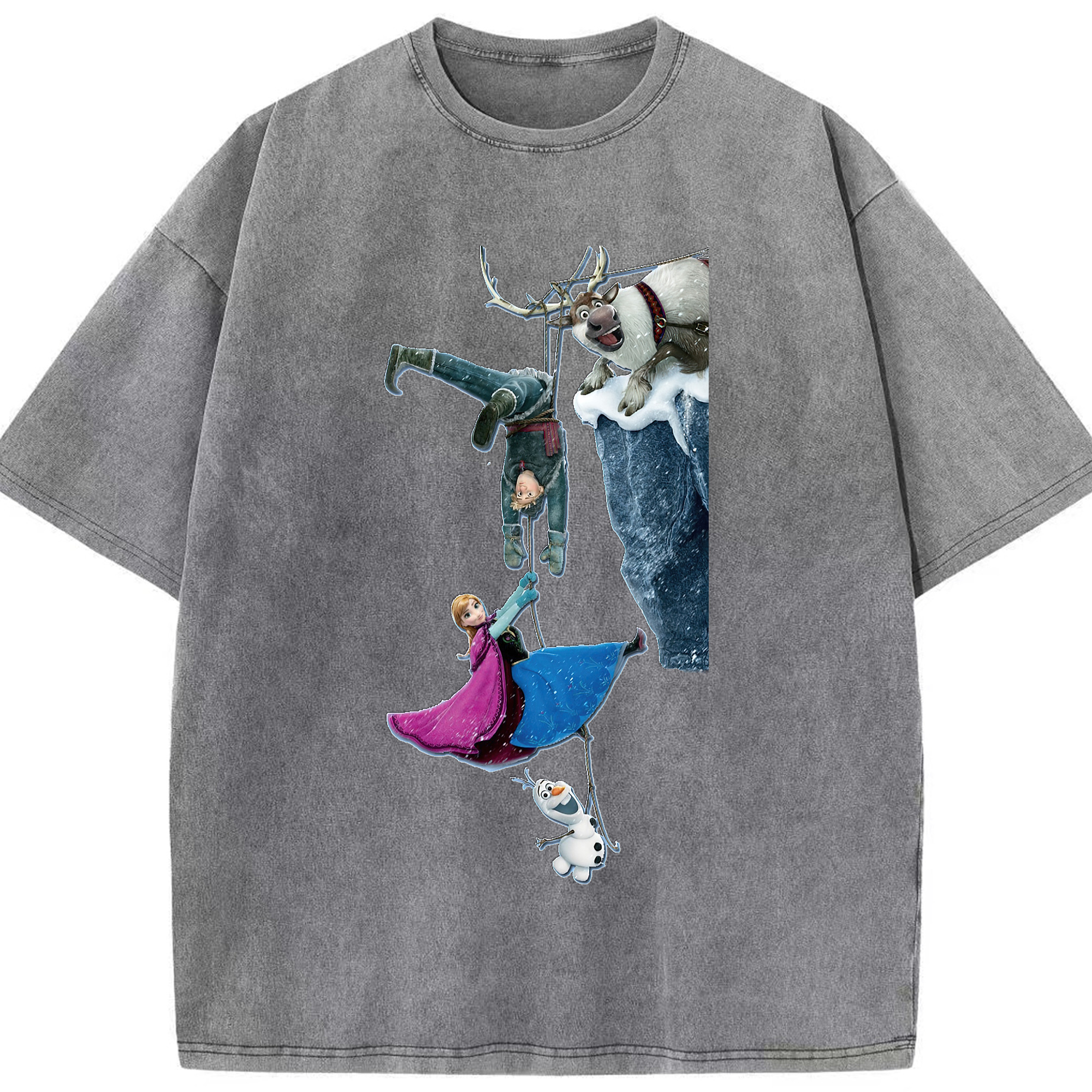 （画像用） アナと雪の女王 アンナ エルサ Frozen Anna Elsa 綿100% ヴィンテージ風 半袖Tシャツ（フロントプリント）