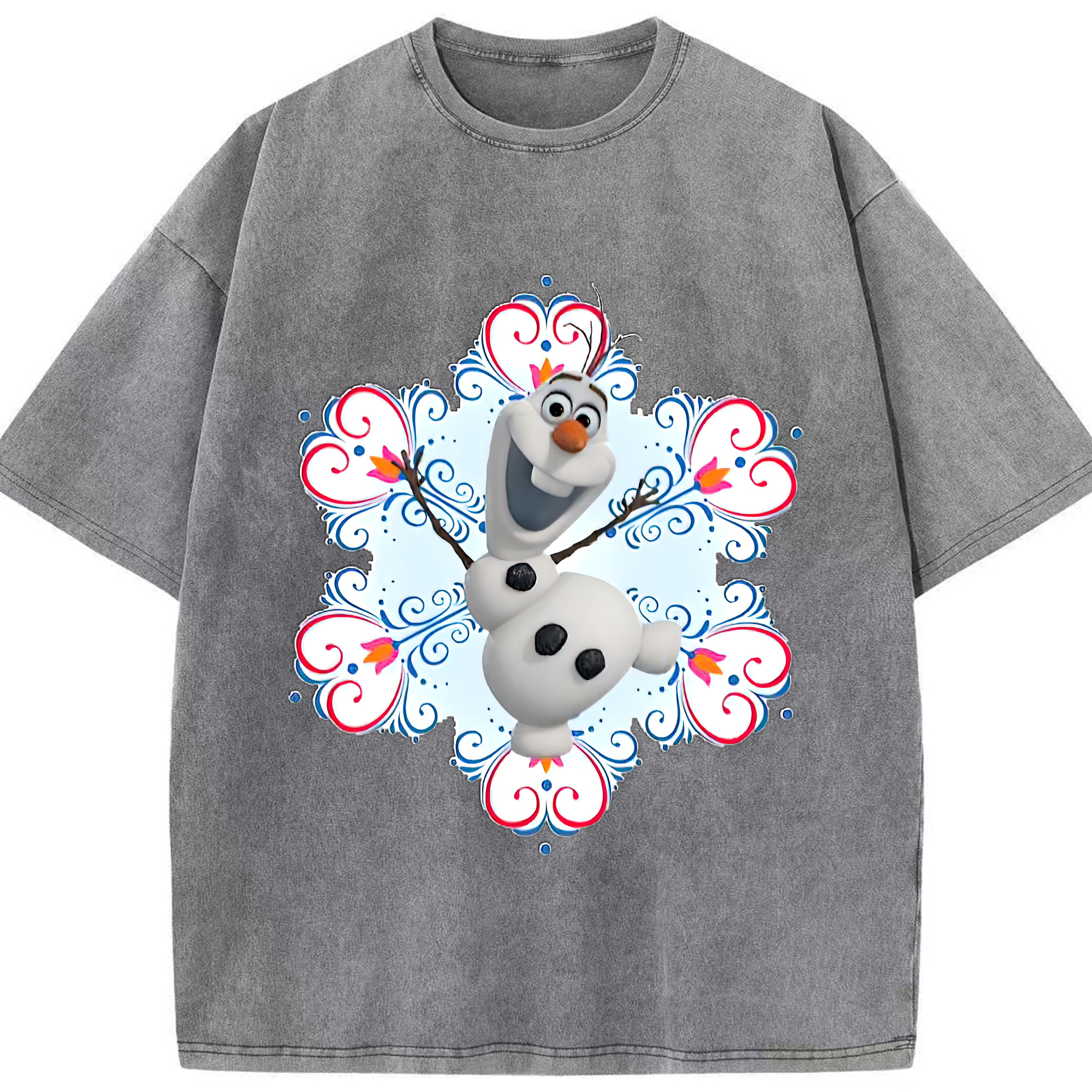 （画像用） アナと雪の女王 アンナ エルサ Frozen Anna Elsa 綿100% ヴィンテージ風 半袖Tシャツ（フロントプリント）
