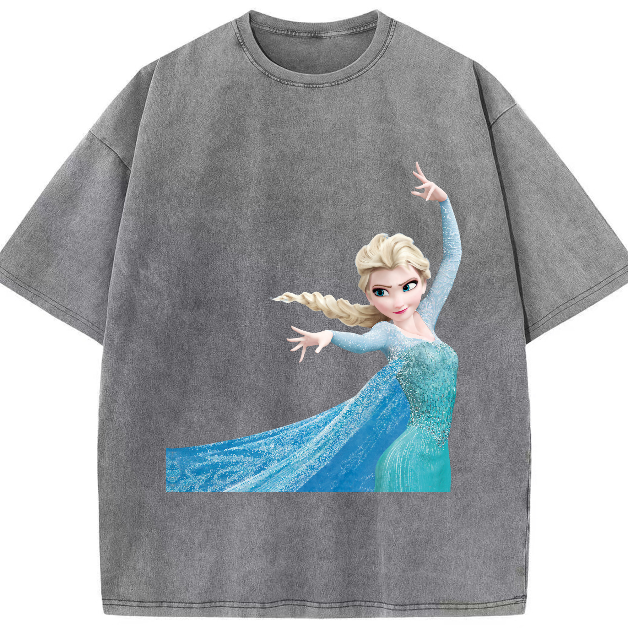 （画像用） アナと雪の女王 アンナ エルサ Frozen Anna Elsa 綿100% ヴィンテージ風 半袖Tシャツ（フロントプリント）