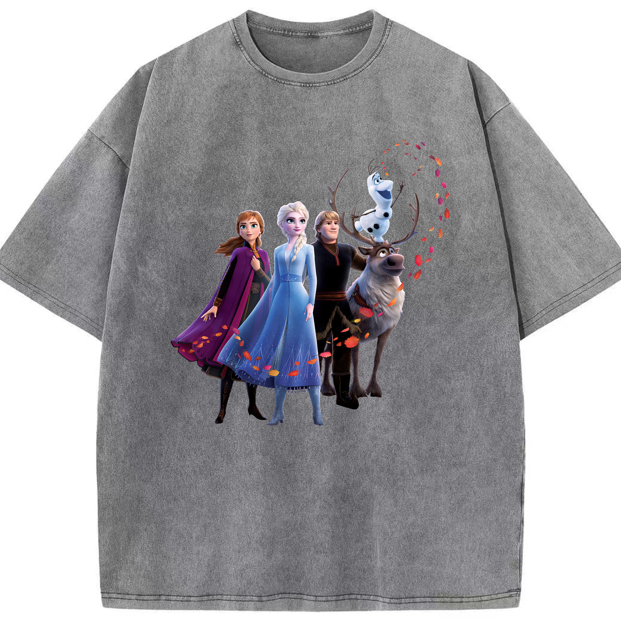 （画像用） アナと雪の女王 アンナ エルサ Frozen Anna Elsa 綿100% ヴィンテージ風 半袖Tシャツ（フロントプリント）