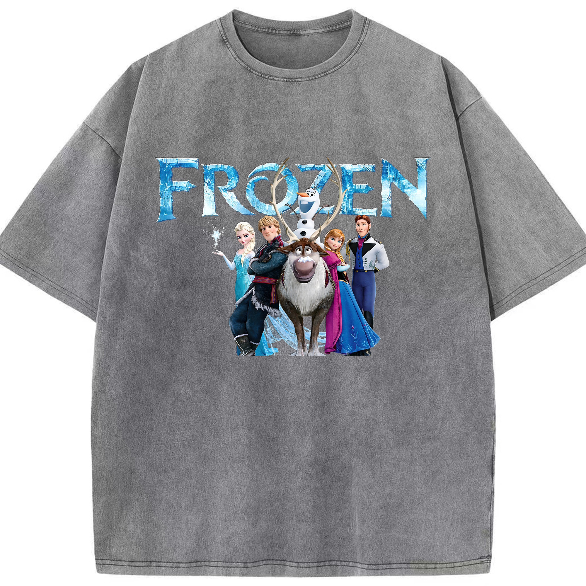 （画像用） アナと雪の女王 アンナ エルサ Frozen Anna Elsa 綿100% ヴィンテージ風 半袖Tシャツ（フロントプリント）