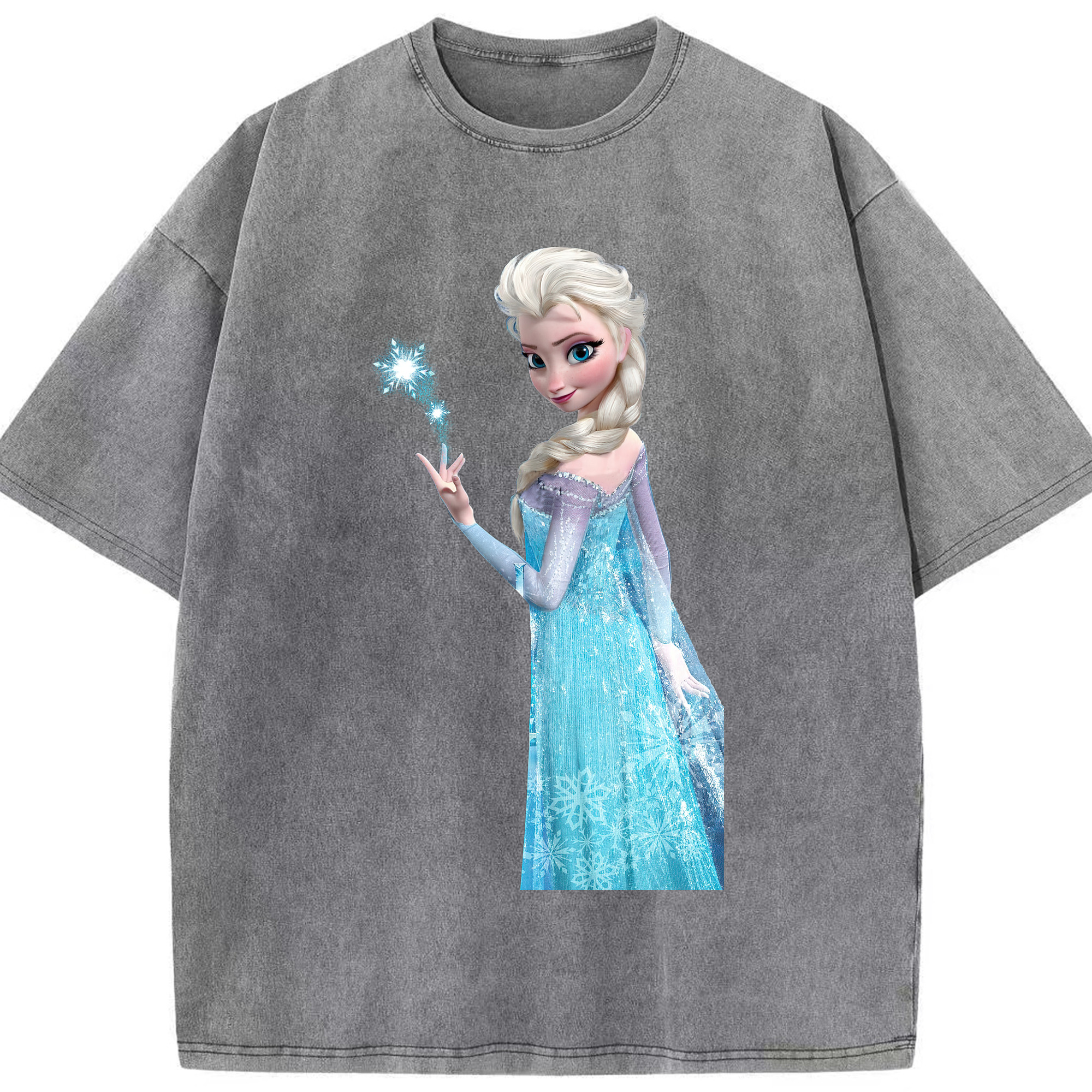 （画像用） アナと雪の女王 アンナ エルサ Frozen Anna Elsa 綿100% ヴィンテージ風 半袖Tシャツ（フロントプリント）