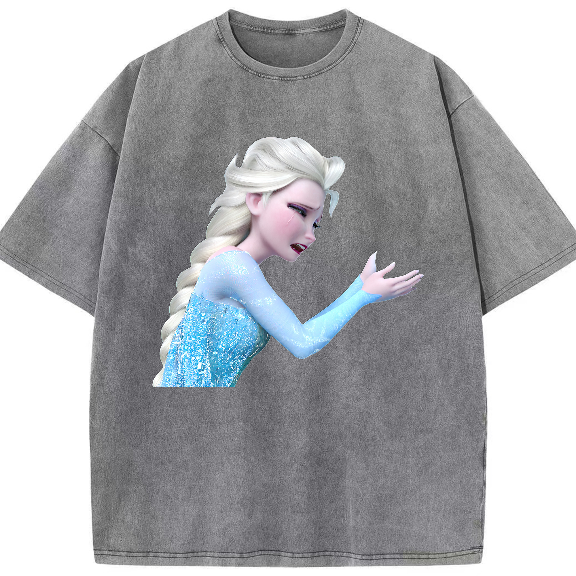 （画像用） アナと雪の女王 アンナ エルサ Frozen Anna Elsa 綿100% ヴィンテージ風 半袖Tシャツ（フロントプリント）