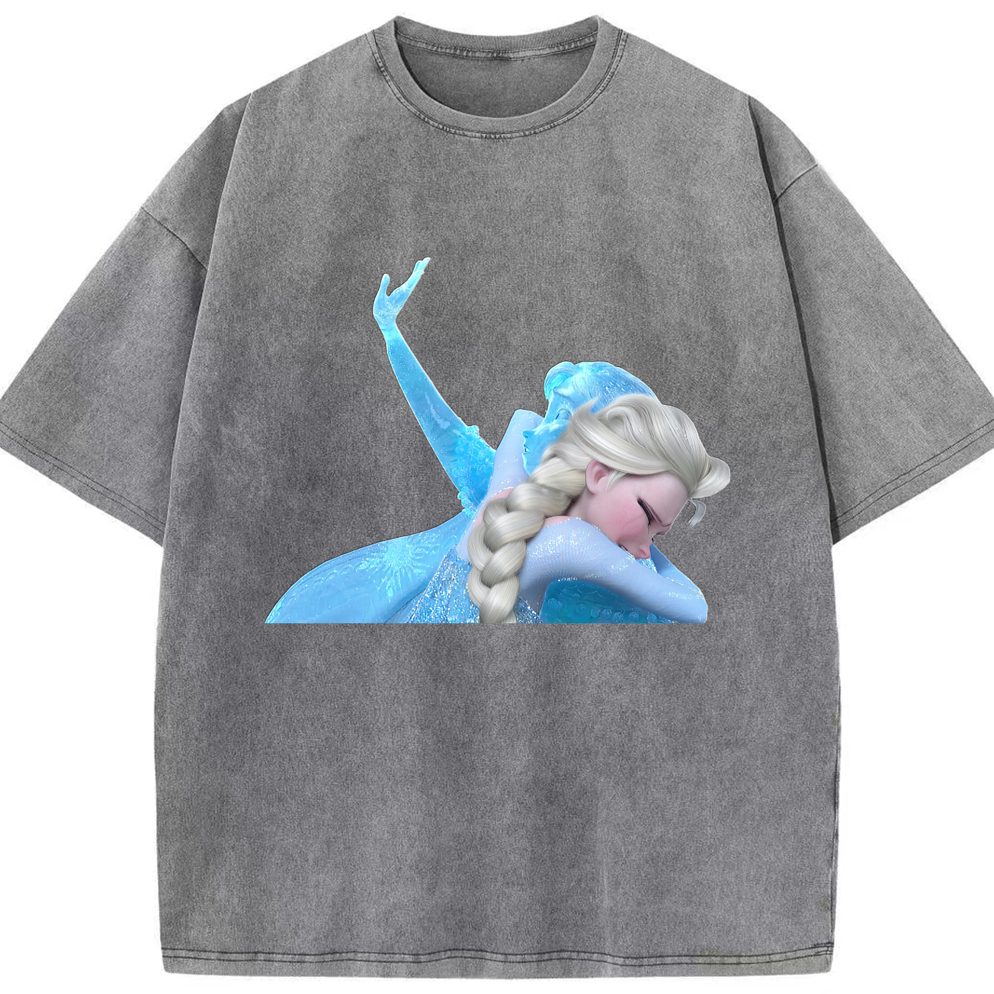 （画像用） アナと雪の女王 アンナ エルサ Frozen Anna Elsa 綿100% ヴィンテージ風 半袖Tシャツ（フロントプリント）