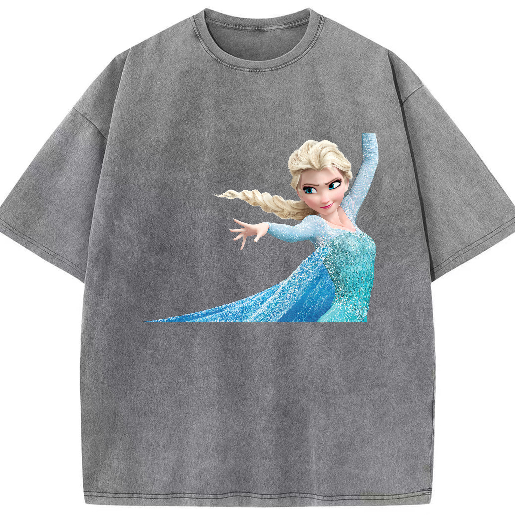 （画像用） アナと雪の女王 アンナ エルサ Frozen Anna Elsa 綿100% ヴィンテージ風 半袖Tシャツ（フロントプリント）