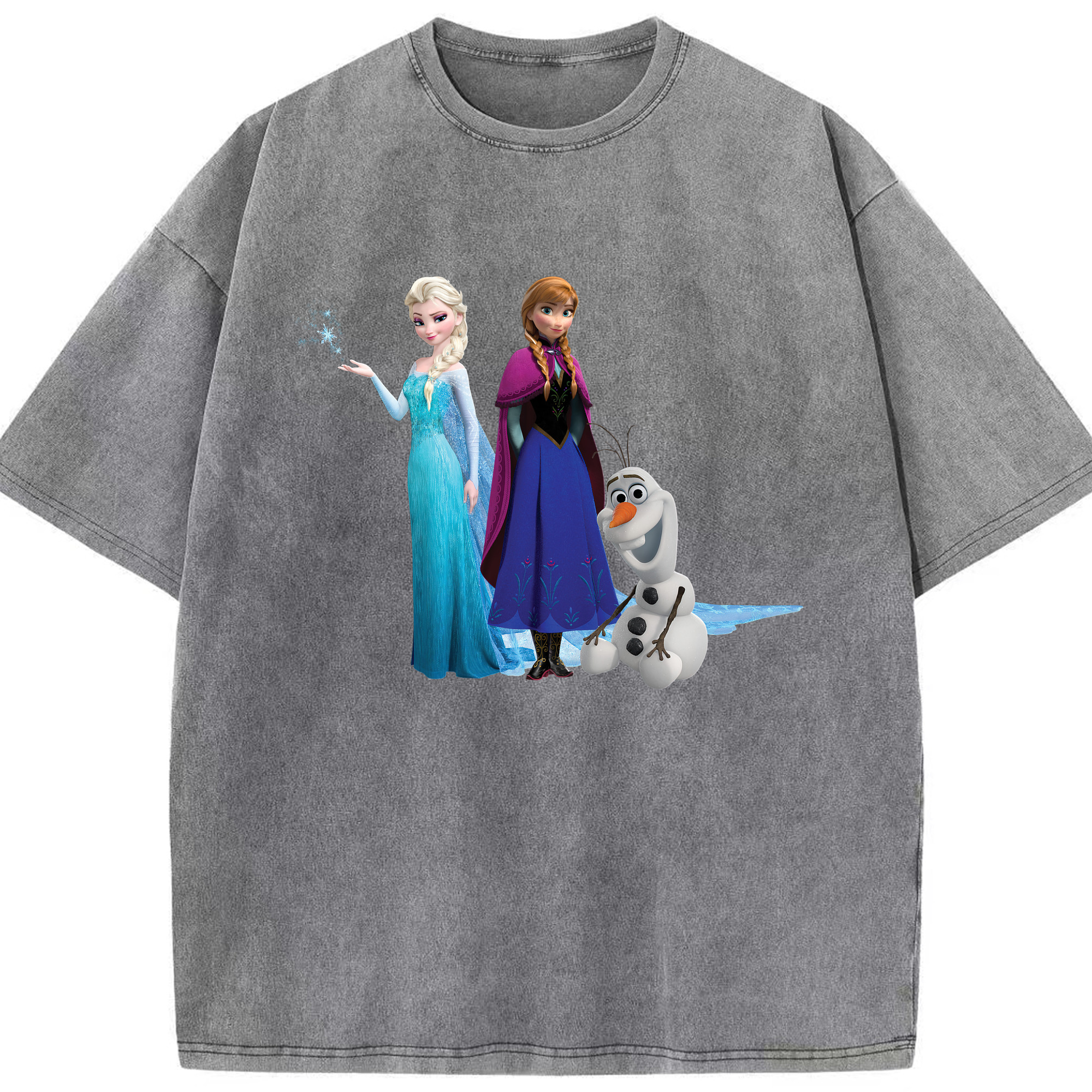 （画像用） アナと雪の女王 アンナ エルサ Frozen Anna Elsa 綿100% ヴィンテージ風 半袖Tシャツ（フロントプリント）
