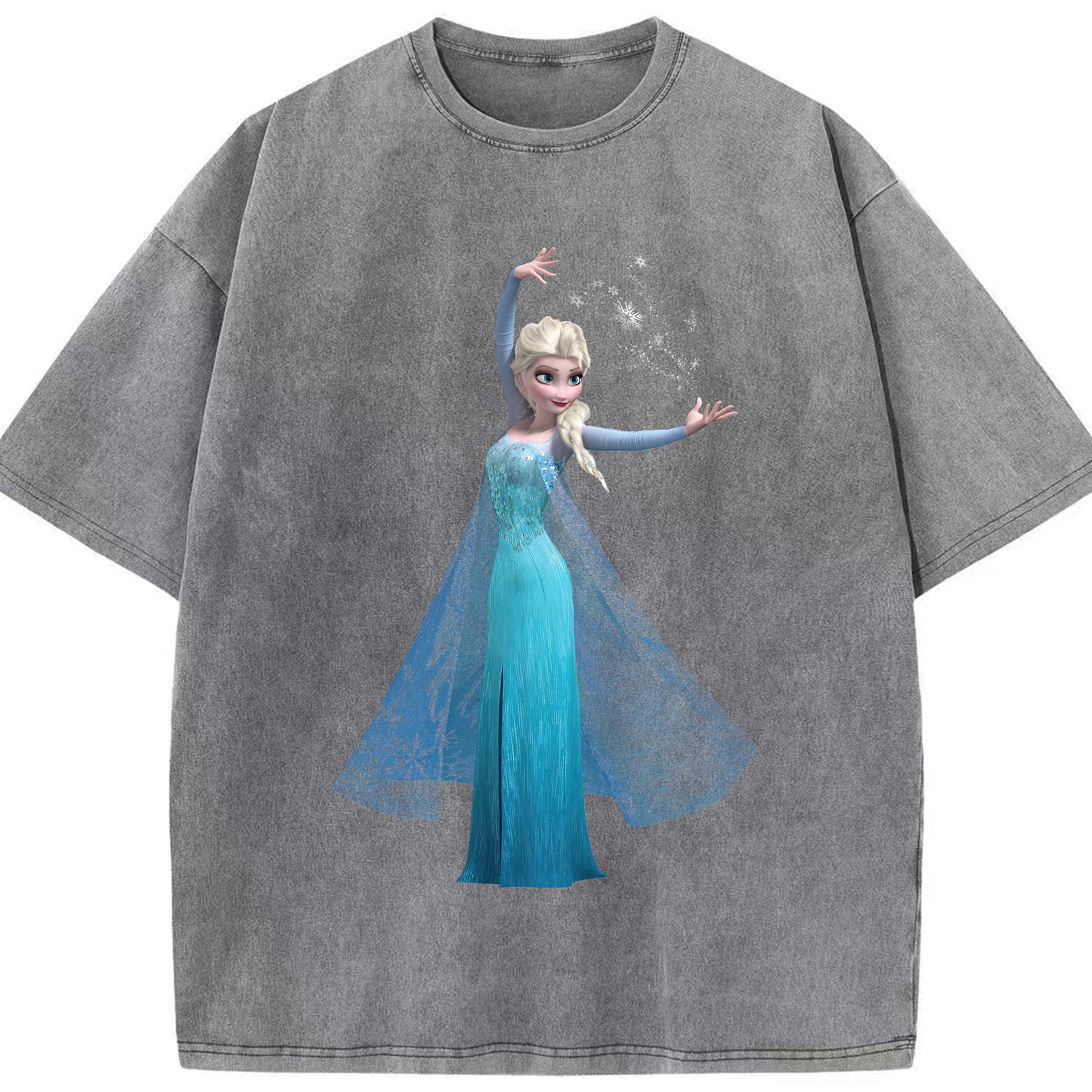 （画像用） アナと雪の女王 アンナ エルサ Frozen Anna Elsa 綿100% ヴィンテージ風 半袖Tシャツ（フロントプリント）