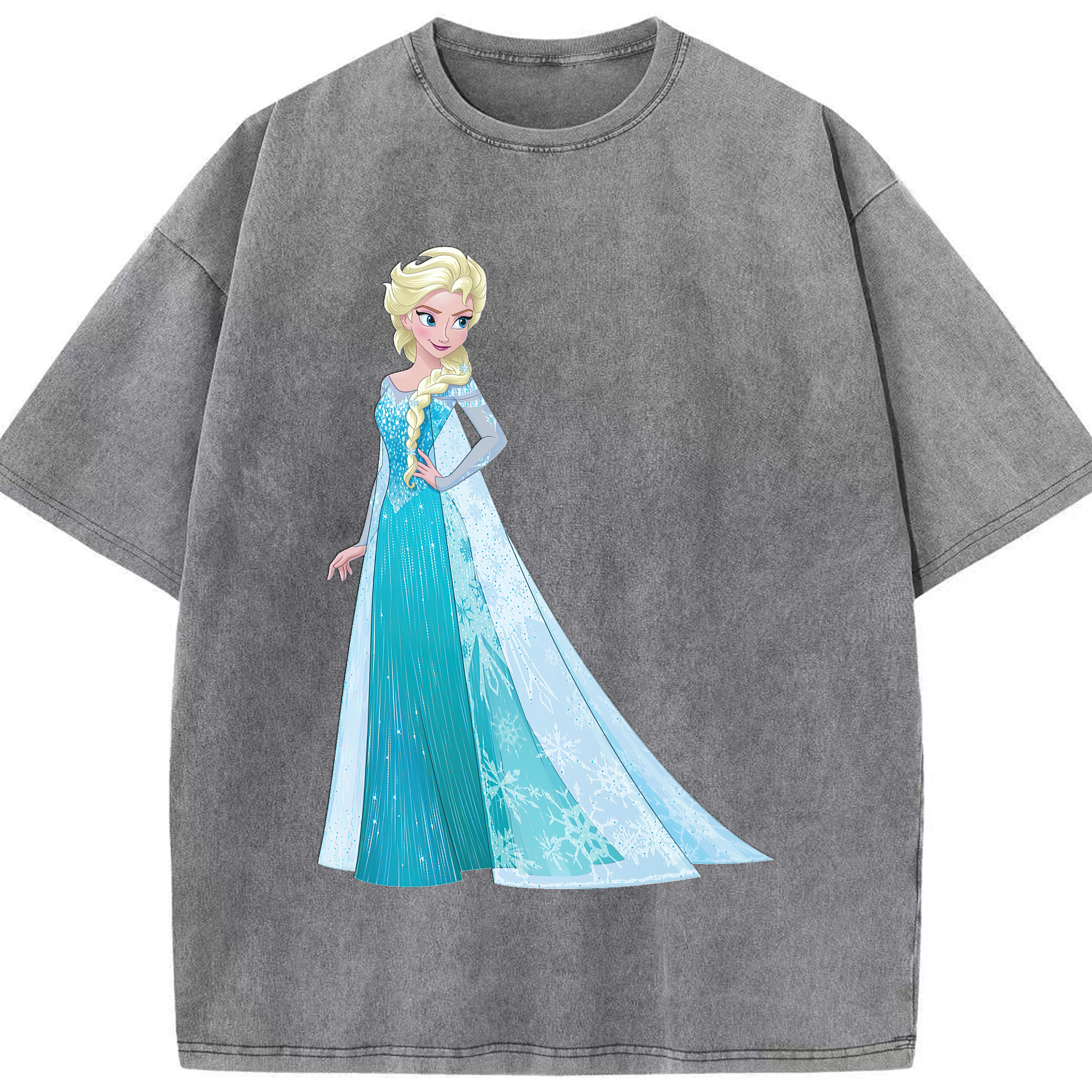 （画像用） アナと雪の女王 アンナ エルサ Frozen Anna Elsa 綿100% ヴィンテージ風 半袖Tシャツ（フロントプリント）