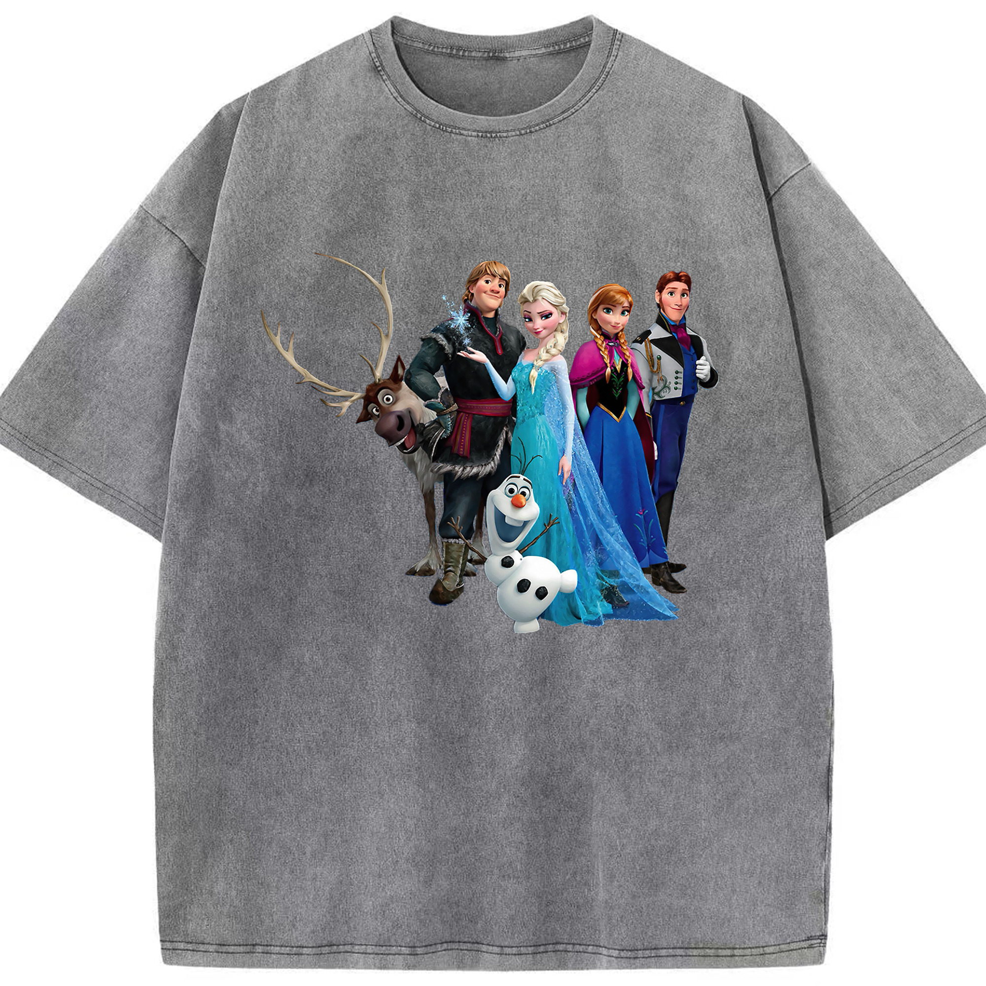 （画像用） アナと雪の女王 アンナ エルサ Frozen Anna Elsa 綿100% ヴィンテージ風 半袖Tシャツ（フロントプリント）