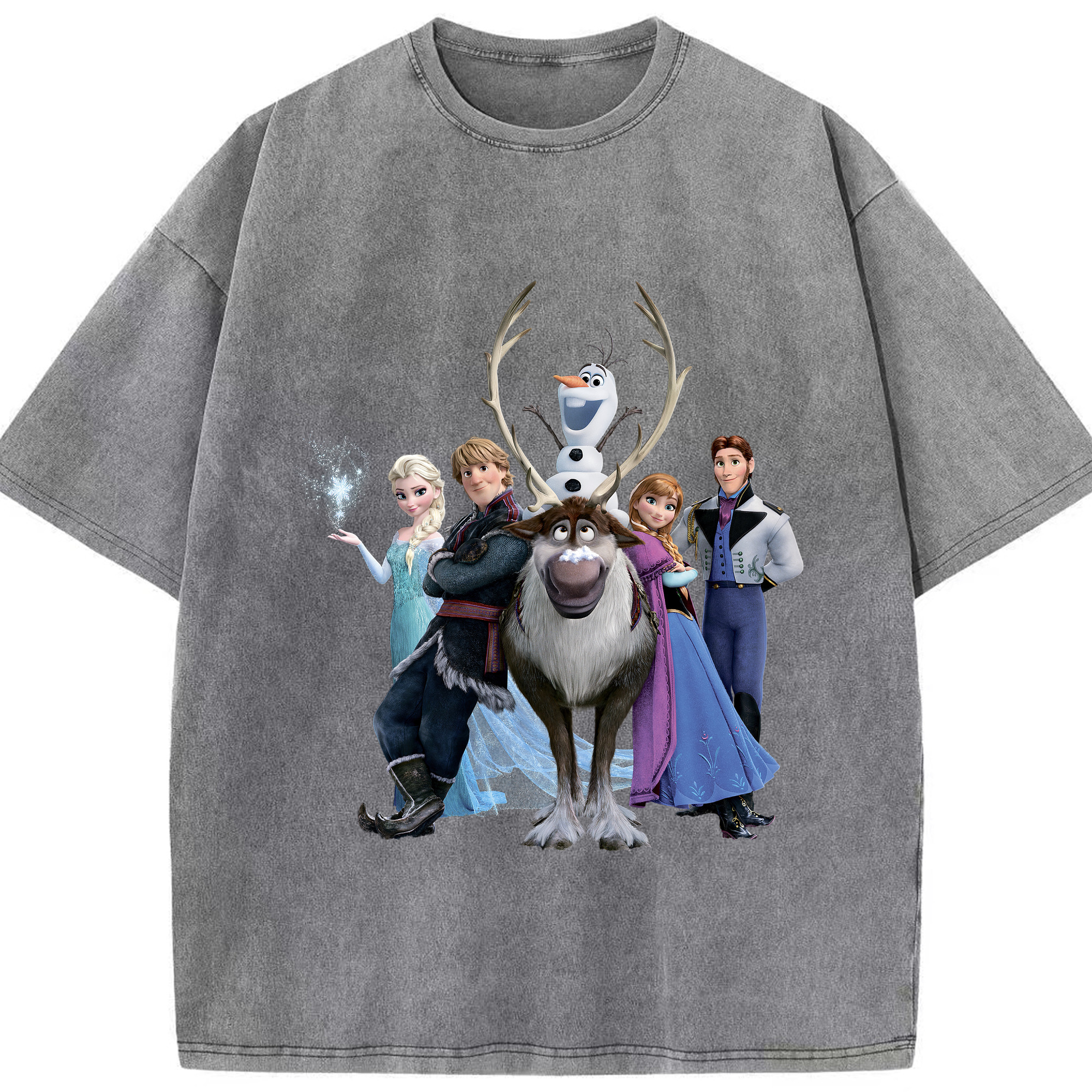（画像用） アナと雪の女王 アンナ エルサ Frozen Anna Elsa 綿100% ヴィンテージ風 半袖Tシャツ（フロントプリント）