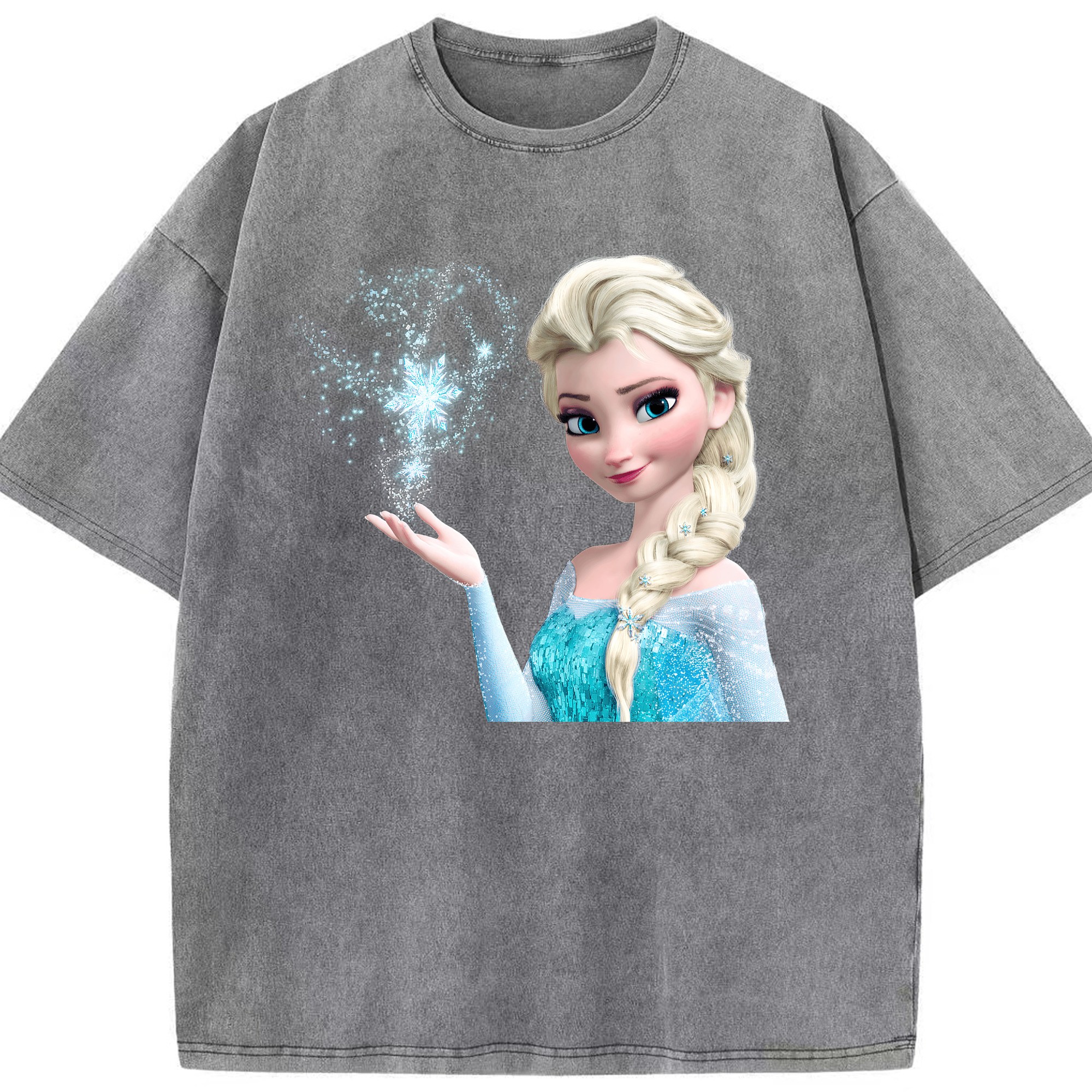 （画像用） アナと雪の女王 アンナ エルサ Frozen Anna Elsa 綿100% ヴィンテージ風 半袖Tシャツ（フロントプリント）