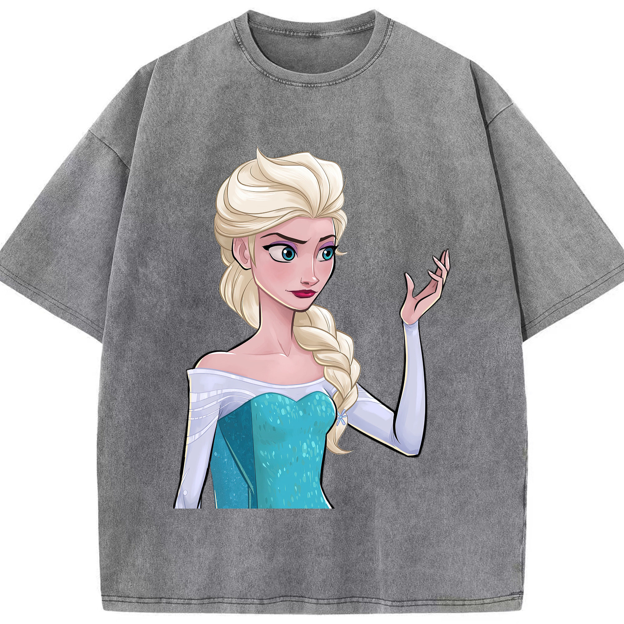 （画像用） アナと雪の女王 アンナ エルサ Frozen Anna Elsa 綿100% ヴィンテージ風 半袖Tシャツ（フロントプリント）
