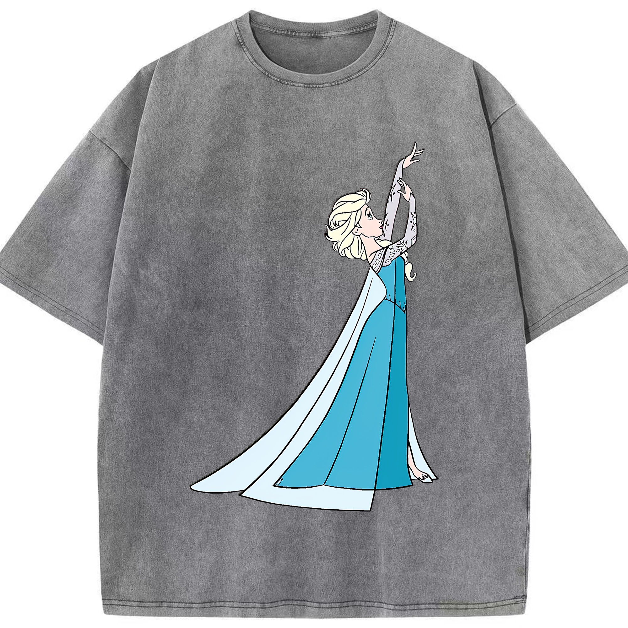 （画像用） アナと雪の女王 アンナ エルサ Frozen Anna Elsa 綿100% ヴィンテージ風 半袖Tシャツ（フロントプリント）