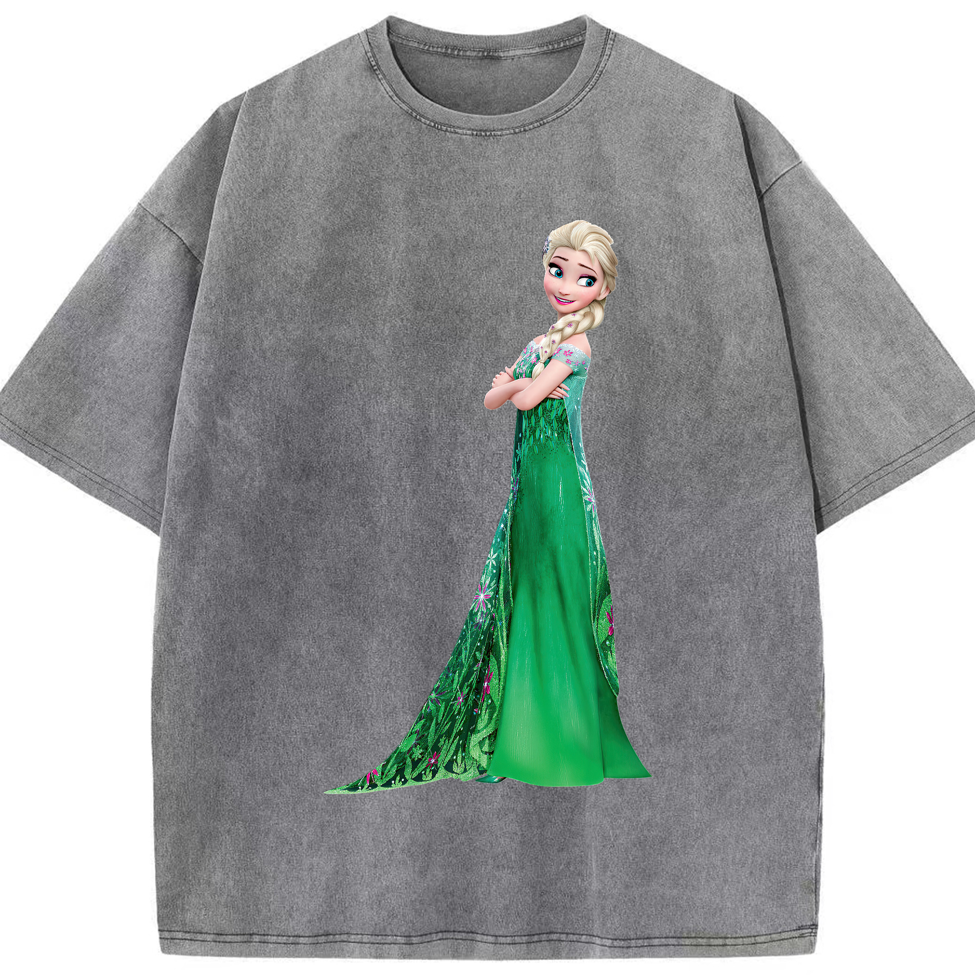 （画像用） アナと雪の女王 アンナ エルサ Frozen Anna Elsa 綿100% ヴィンテージ風 半袖Tシャツ（フロントプリント）