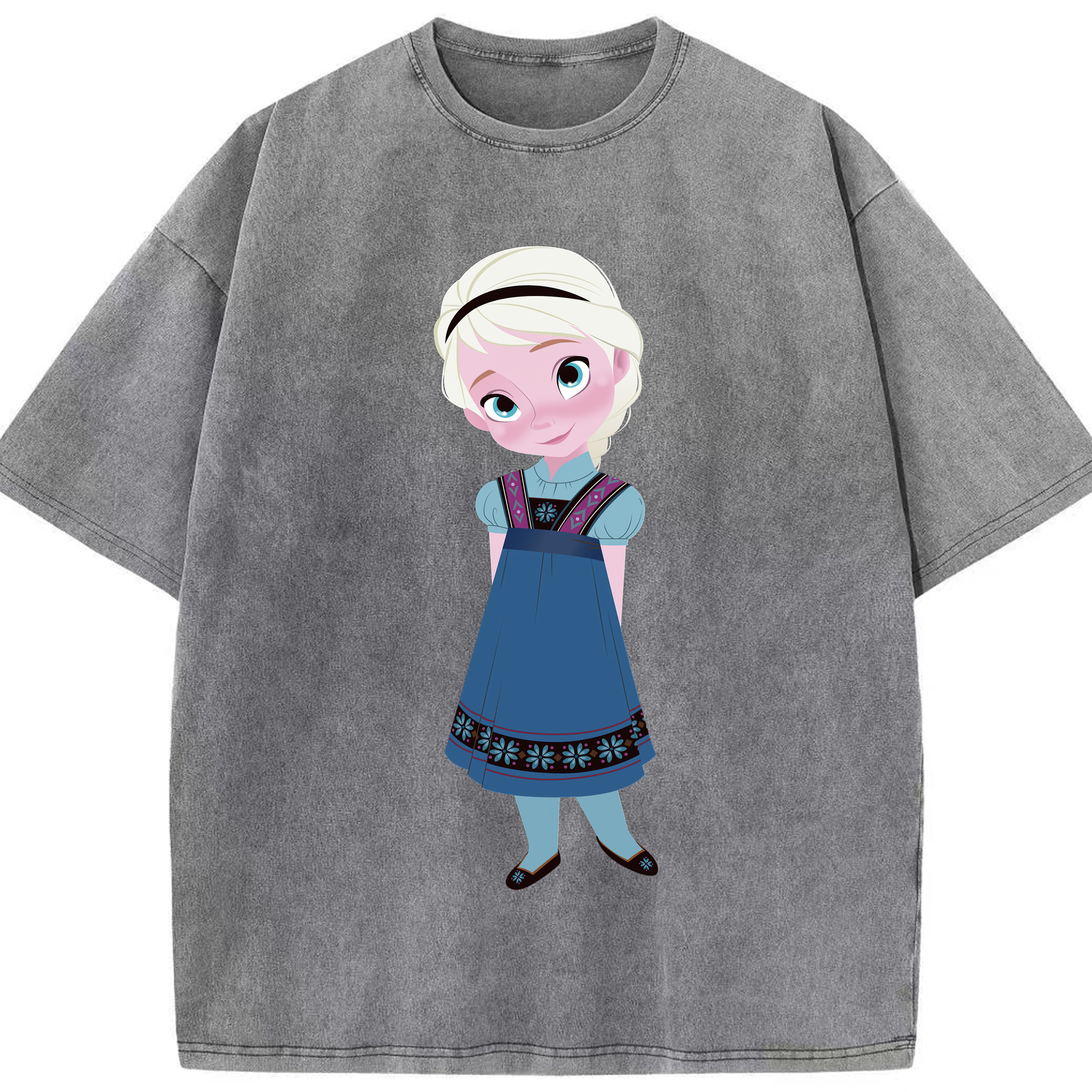 （画像用） アナと雪の女王 アンナ エルサ Frozen Anna Elsa 綿100% ヴィンテージ風 半袖Tシャツ（フロントプリント）
