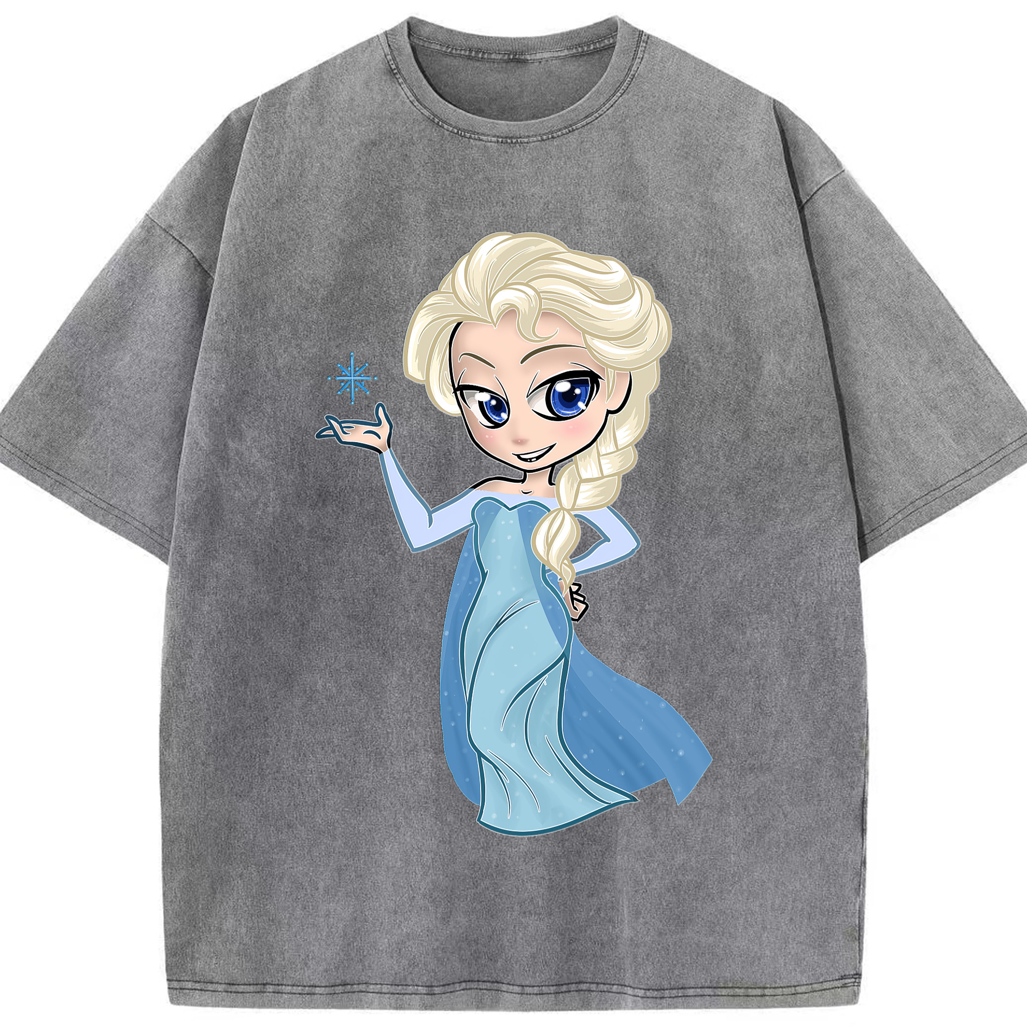 （画像用） アナと雪の女王 アンナ エルサ Frozen Anna Elsa 綿100% ヴィンテージ風 半袖Tシャツ（フロントプリント）