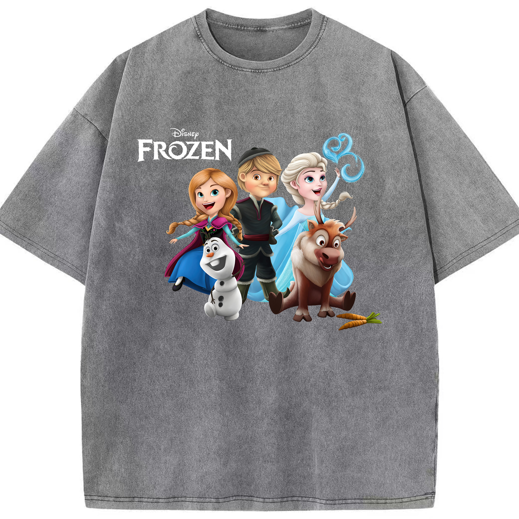 （画像用） アナと雪の女王 アンナ エルサ Frozen Anna Elsa 綿100% ヴィンテージ風 半袖Tシャツ（フロントプリント）