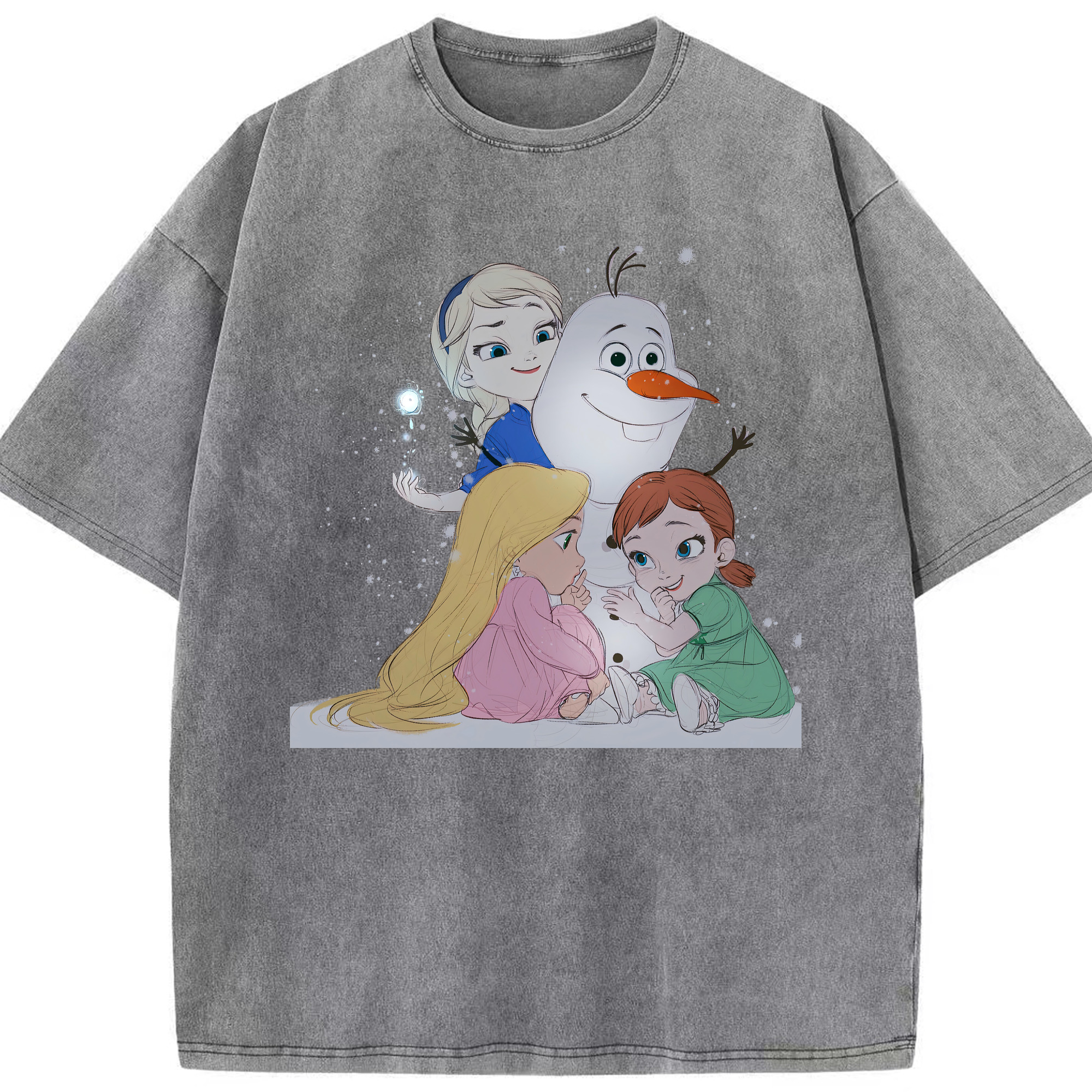 （画像用） アナと雪の女王 アンナ エルサ Frozen Anna Elsa 綿100% ヴィンテージ風 半袖Tシャツ（フロントプリント）