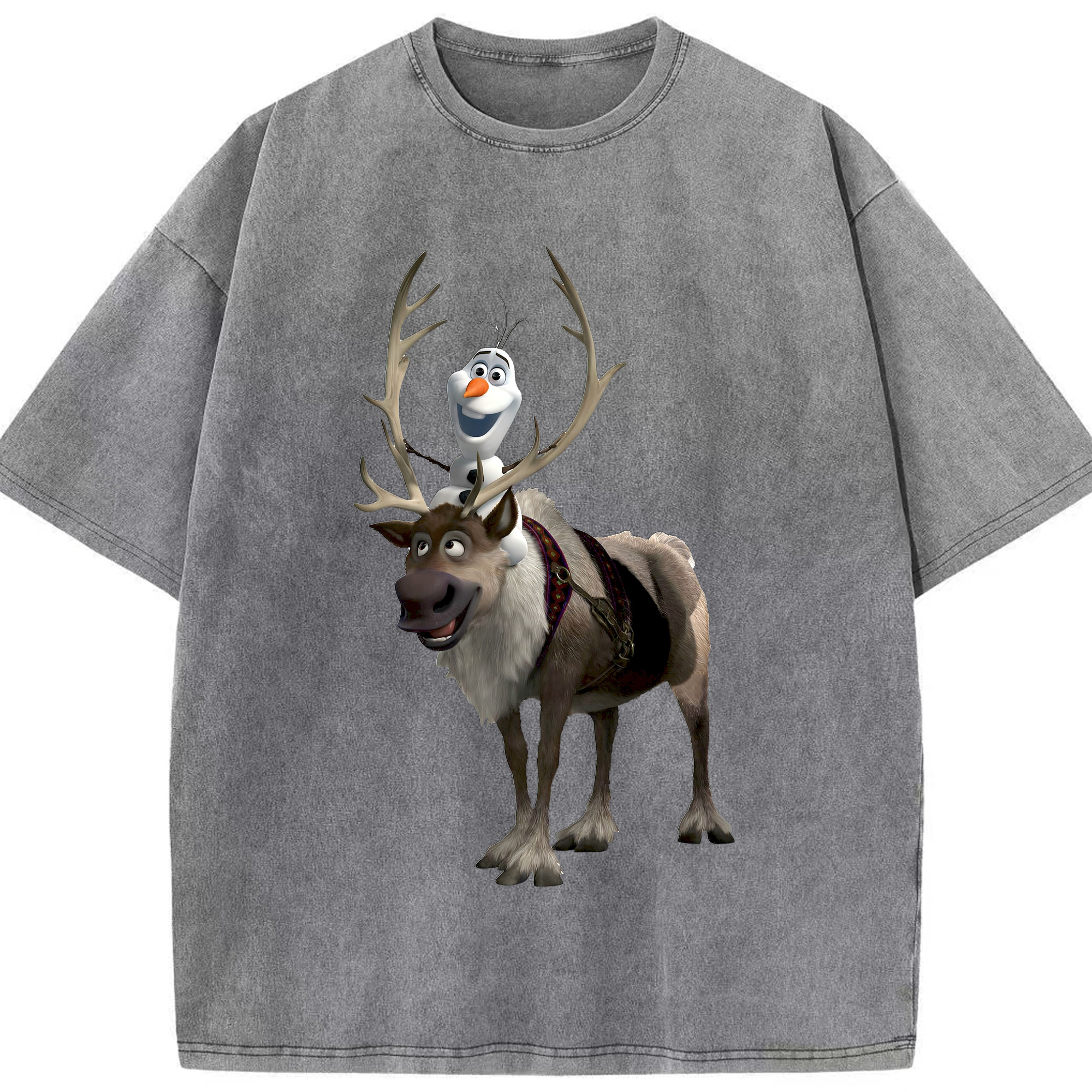 （画像用） アナと雪の女王 アンナ エルサ Frozen Anna Elsa 綿100% ヴィンテージ風 半袖Tシャツ（フロントプリント）