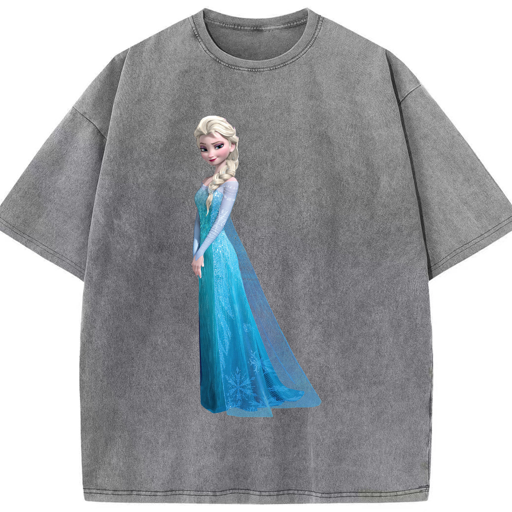 （画像用） アナと雪の女王 アンナ エルサ Frozen Anna Elsa 綿100% ヴィンテージ風 半袖Tシャツ（フロントプリント）