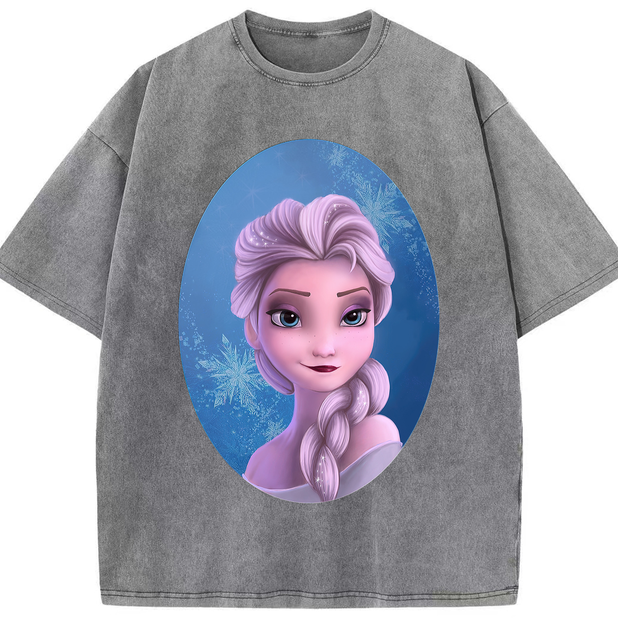 （画像用） アナと雪の女王 アンナ エルサ Frozen Anna Elsa 綿100% ヴィンテージ風 半袖Tシャツ（フロントプリント）