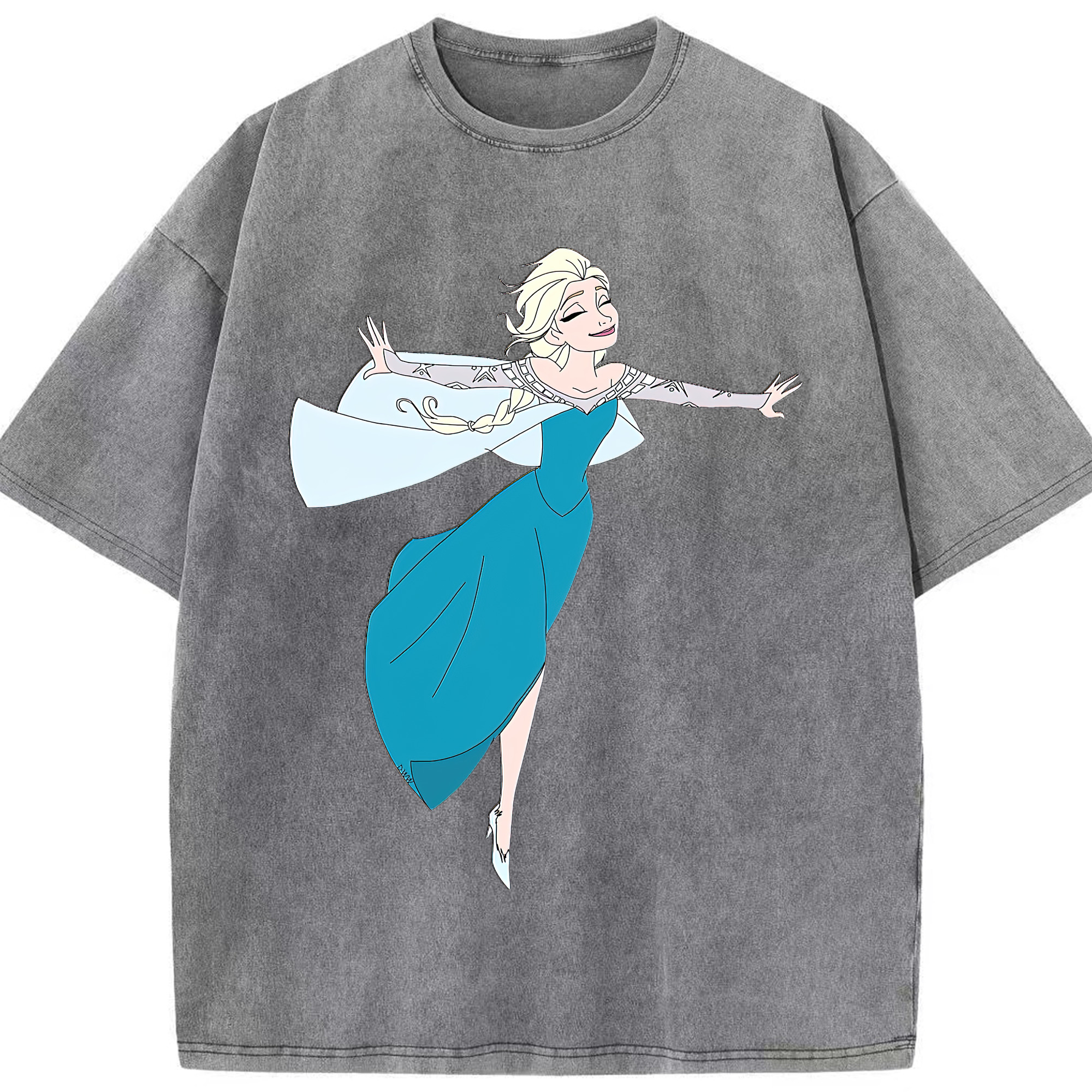 （画像用） アナと雪の女王 アンナ エルサ Frozen Anna Elsa 綿100% ヴィンテージ風 半袖Tシャツ（フロントプリント）