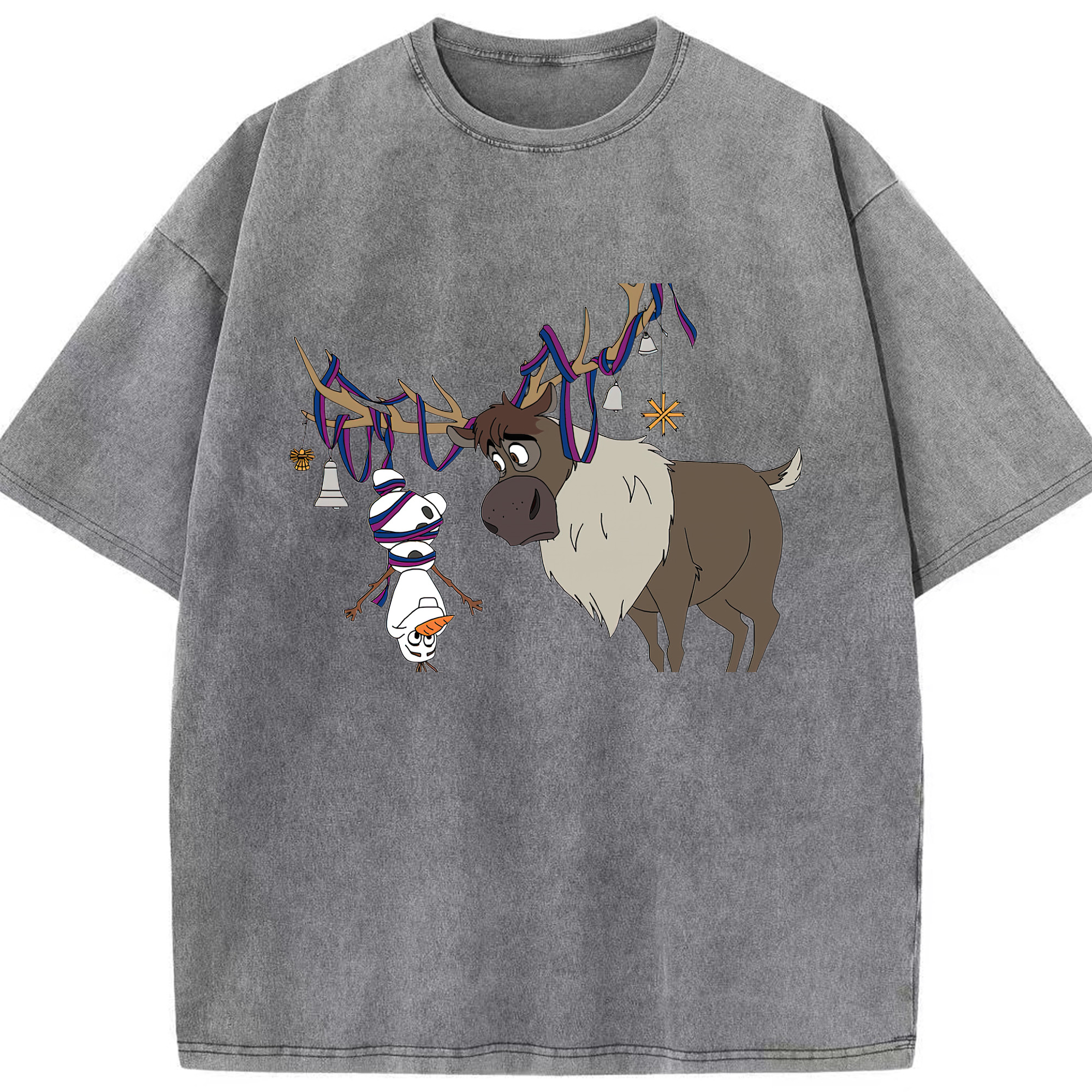 （画像用） アナと雪の女王 アンナ エルサ Frozen Anna Elsa 綿100% ヴィンテージ風 半袖Tシャツ（フロントプリント）