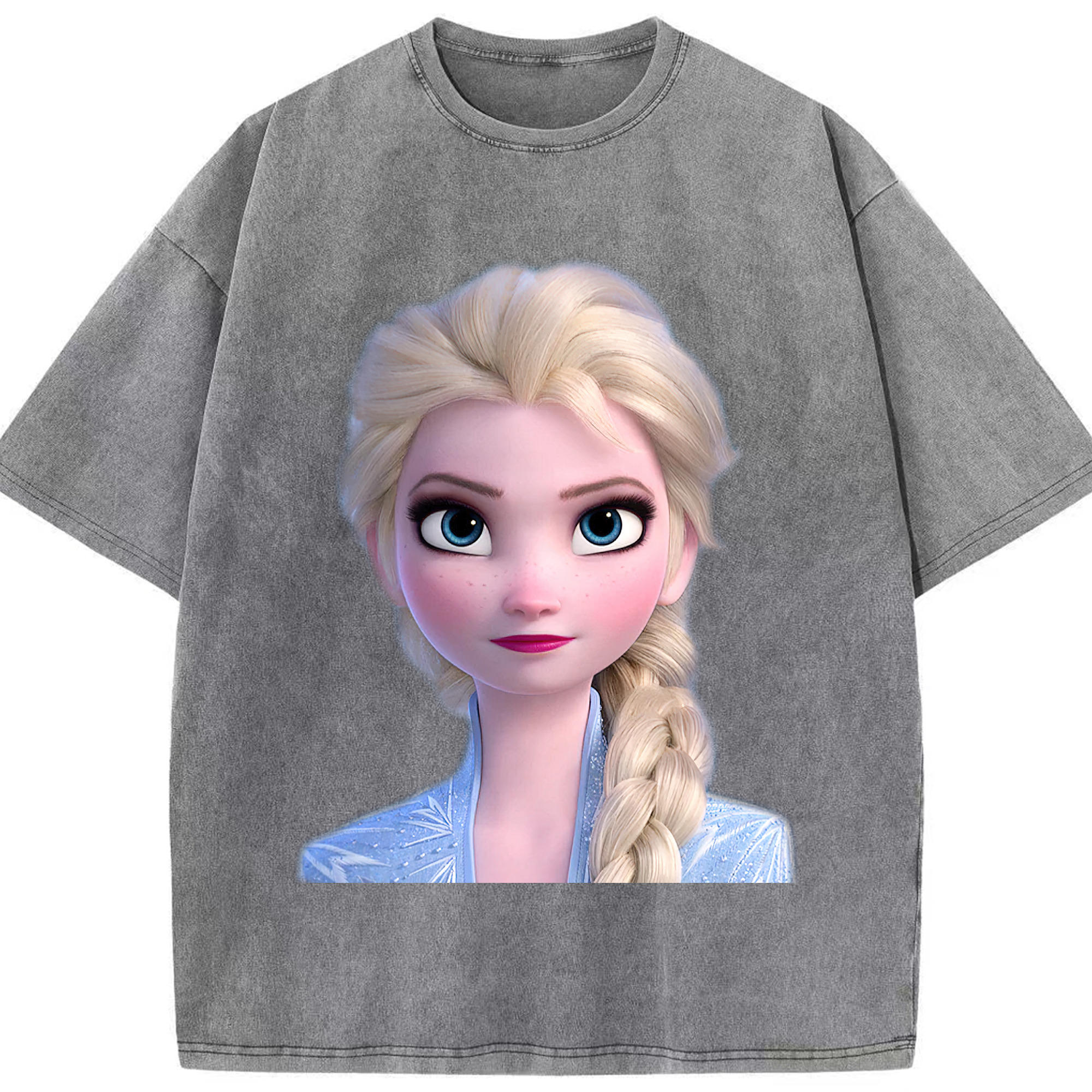 （画像用） アナと雪の女王 アンナ エルサ Frozen Anna Elsa 綿100% ヴィンテージ風 半袖Tシャツ（フロントプリント）