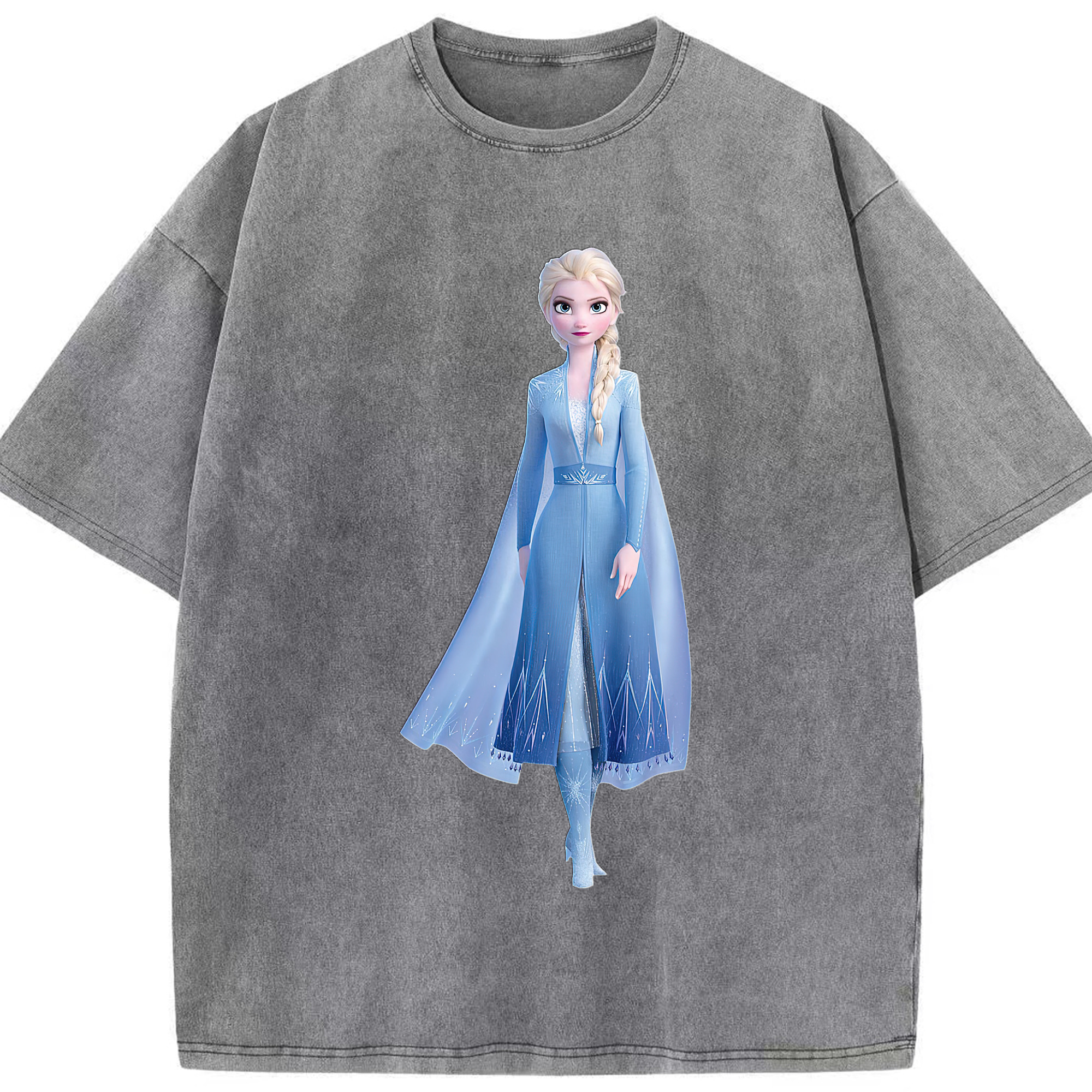 （画像用） アナと雪の女王 アンナ エルサ Frozen Anna Elsa 綿100% ヴィンテージ風 半袖Tシャツ（フロントプリント）
