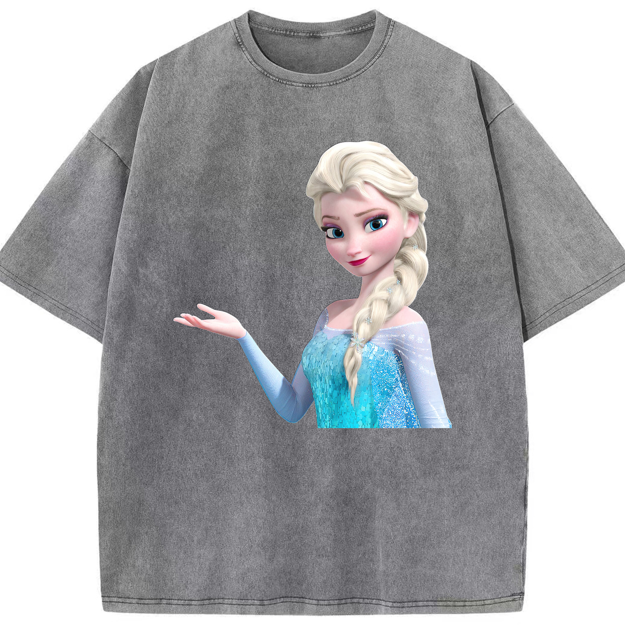 （画像用） アナと雪の女王 アンナ エルサ Frozen Anna Elsa 綿100% ヴィンテージ風 半袖Tシャツ（フロントプリント）