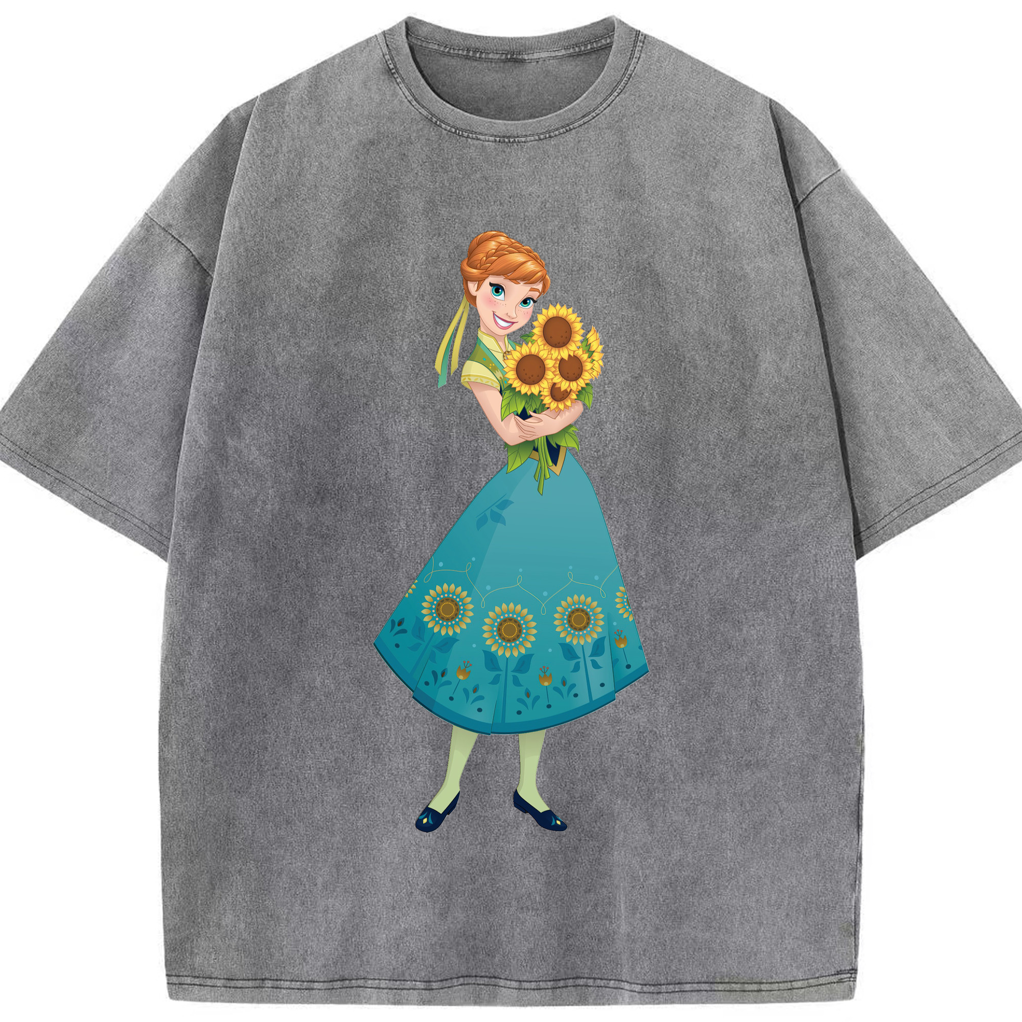 （画像用） アナと雪の女王 アンナ エルサ Frozen Anna Elsa 綿100% ヴィンテージ風 半袖Tシャツ（フロントプリント）