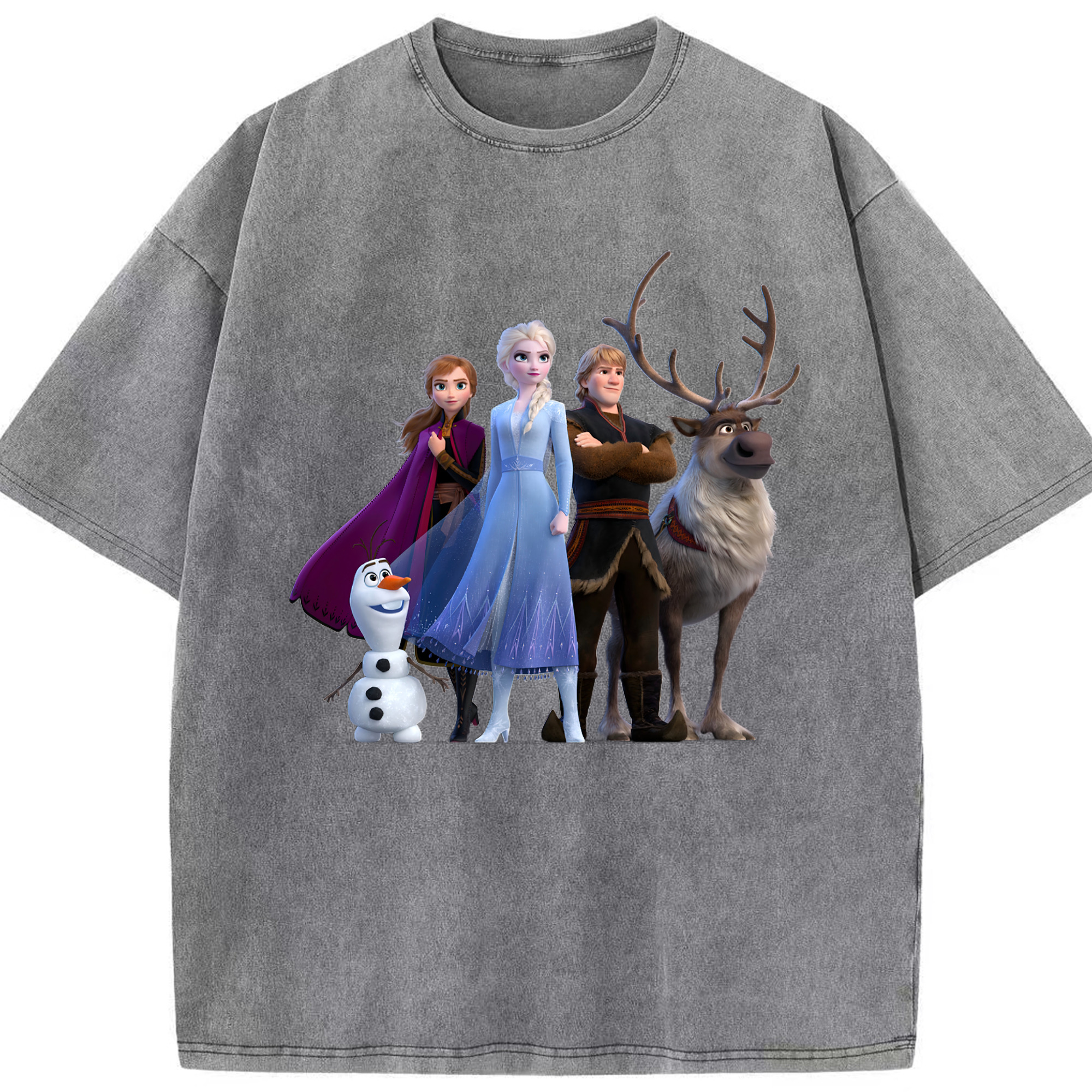 （画像用） アナと雪の女王 アンナ エルサ Frozen Anna Elsa 綿100% ヴィンテージ風 半袖Tシャツ（フロントプリント）