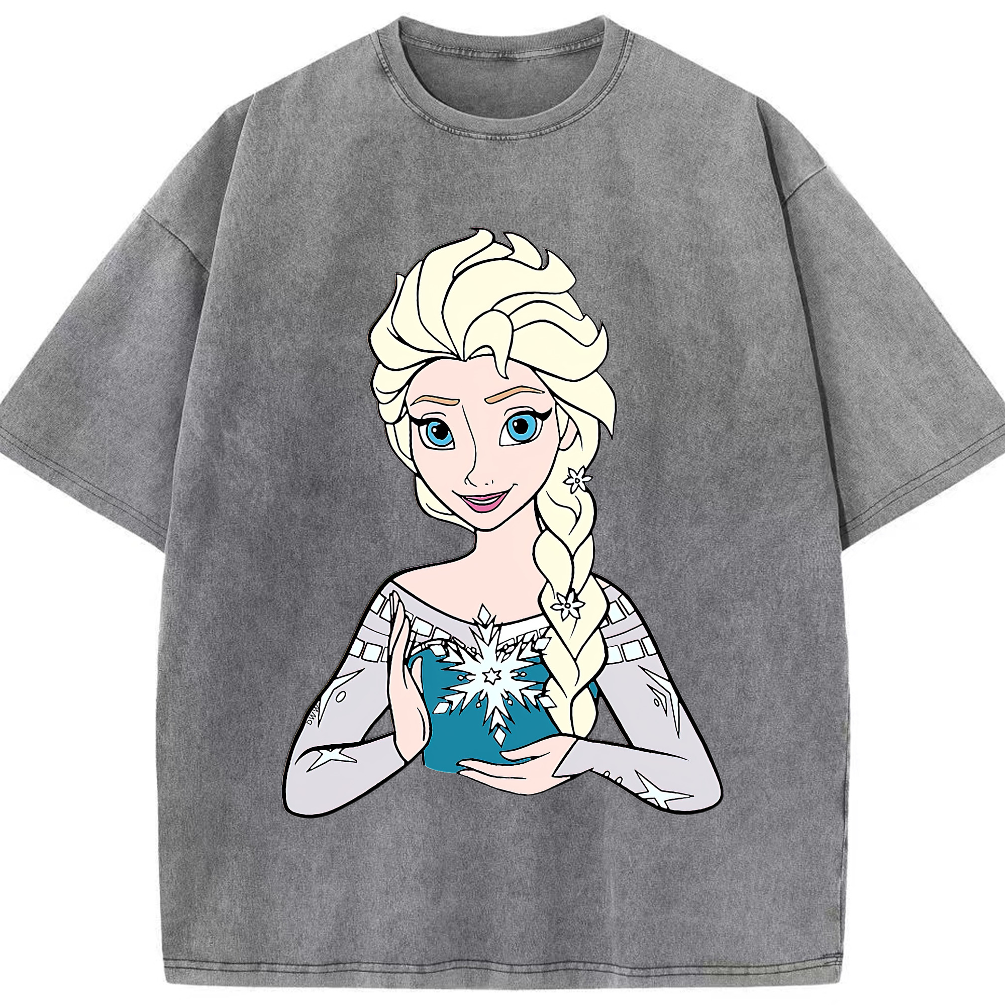（画像用） アナと雪の女王 アンナ エルサ Frozen Anna Elsa 綿100% ヴィンテージ風 半袖Tシャツ（フロントプリント）